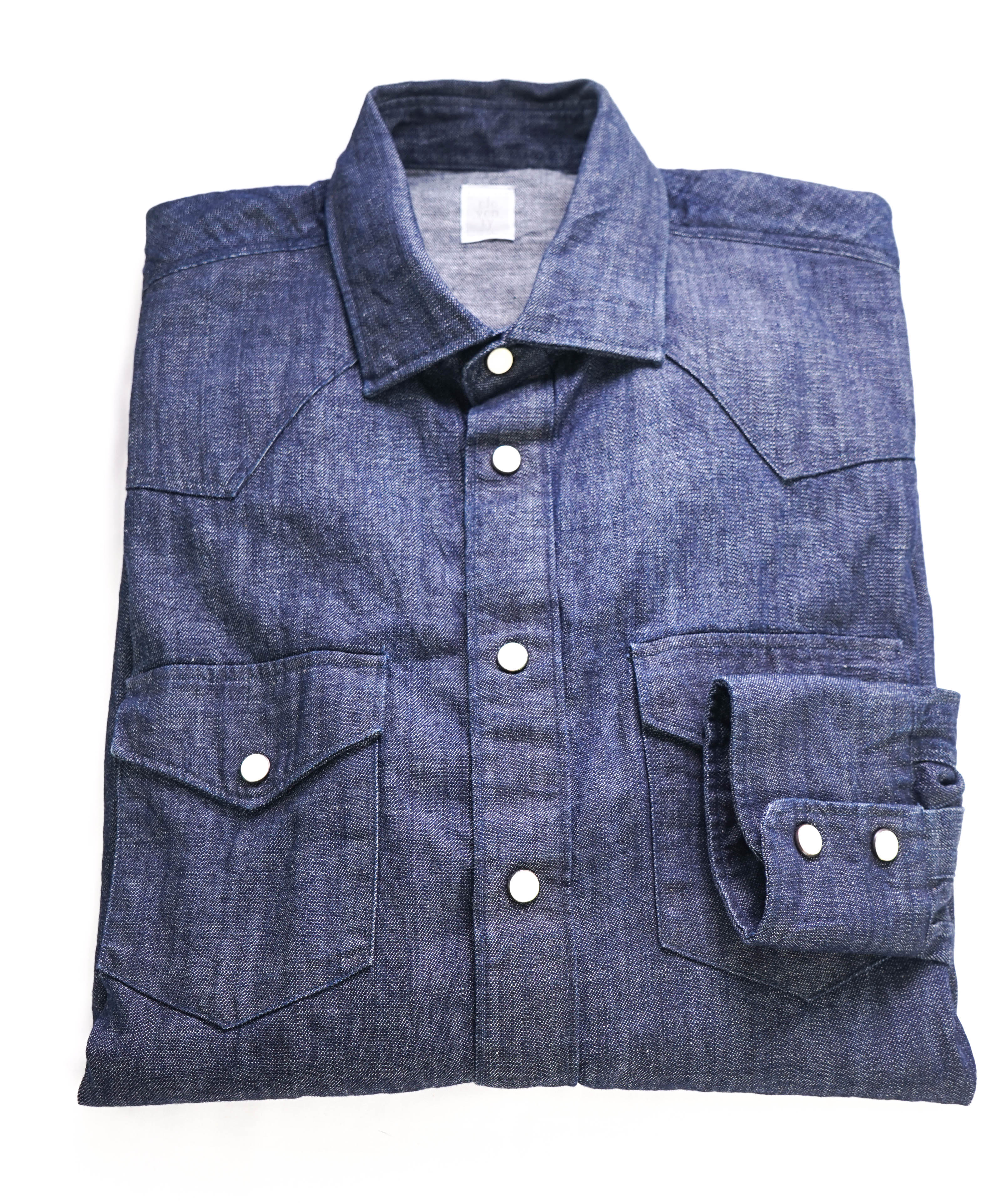 $395 ELEVENTY - Denim *Snap Front* Texas Style Western Shirt - M