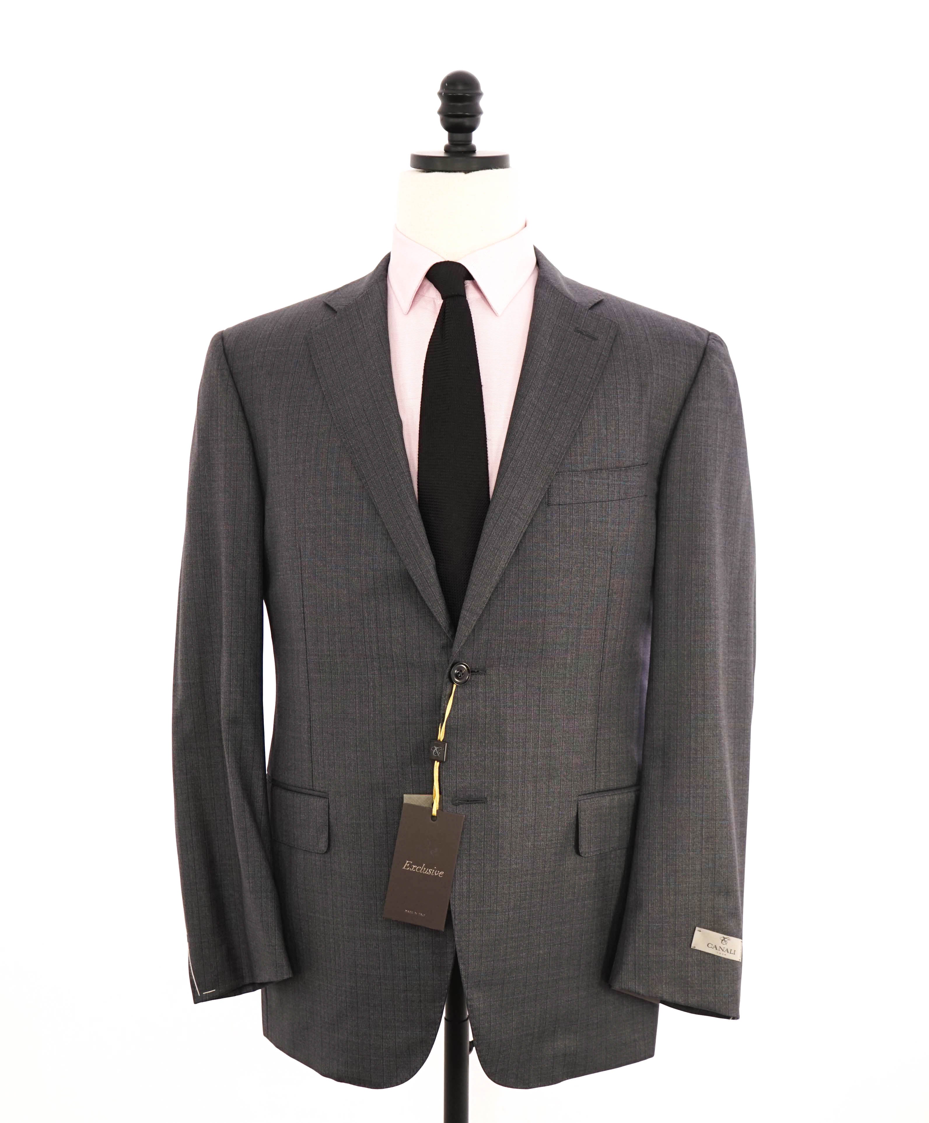 $2,495 CANALI - "EXCLUSIVE Super 150's" Gray Blue Check Blazer - 42R