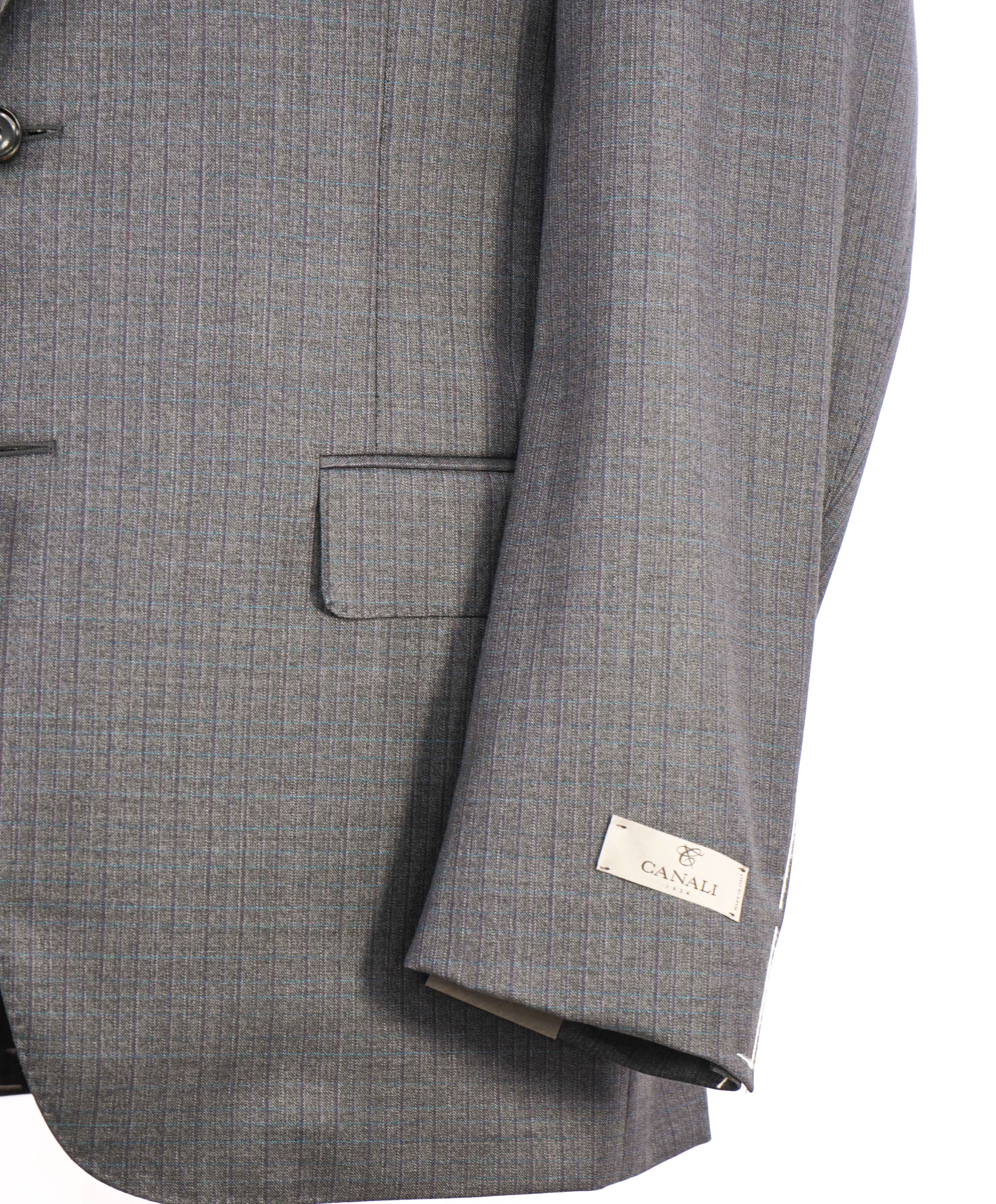 $2,495 CANALI - "EXCLUSIVE Super 150's" Gray Blue Check Blazer - 42R