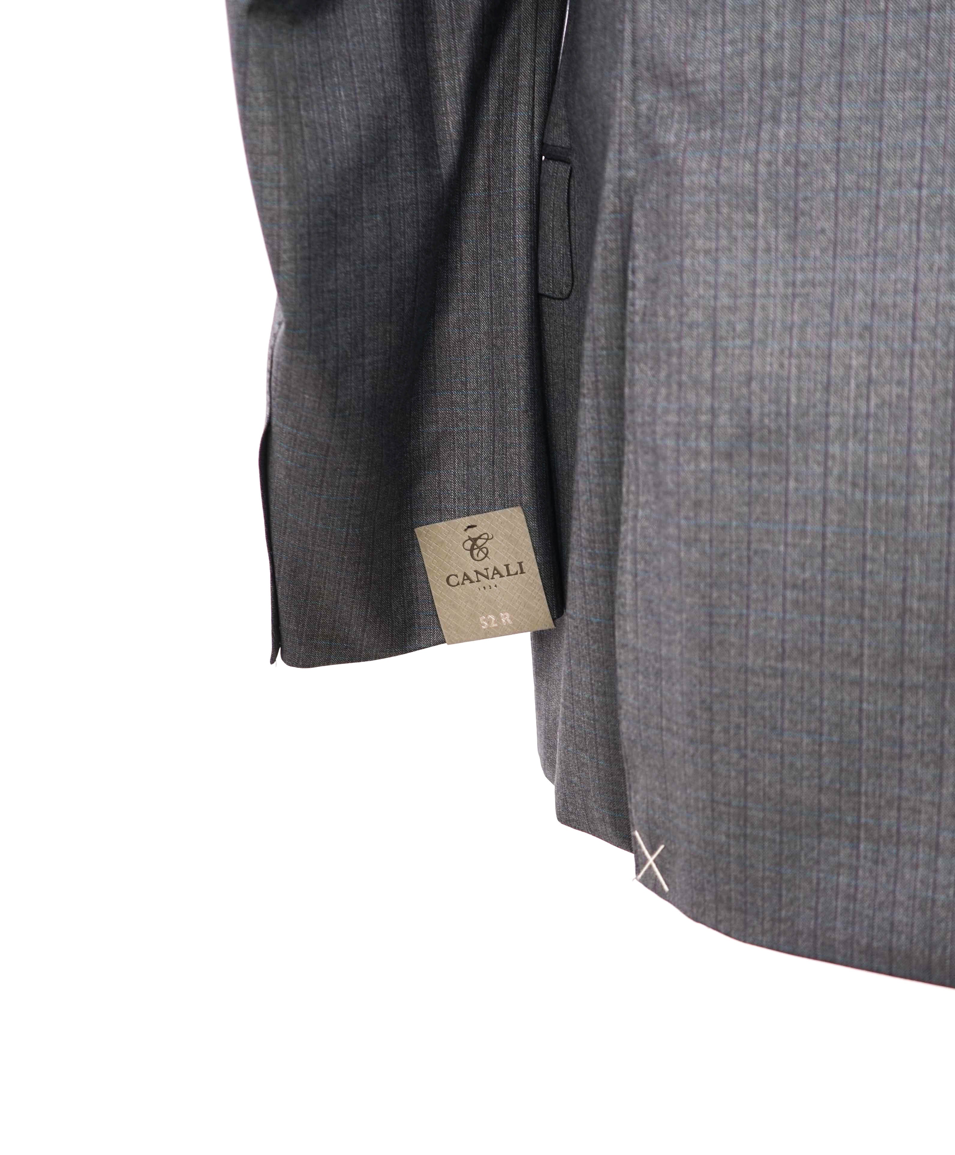 $2,495 CANALI - "EXCLUSIVE Super 150's" Gray Blue Check Blazer - 42R