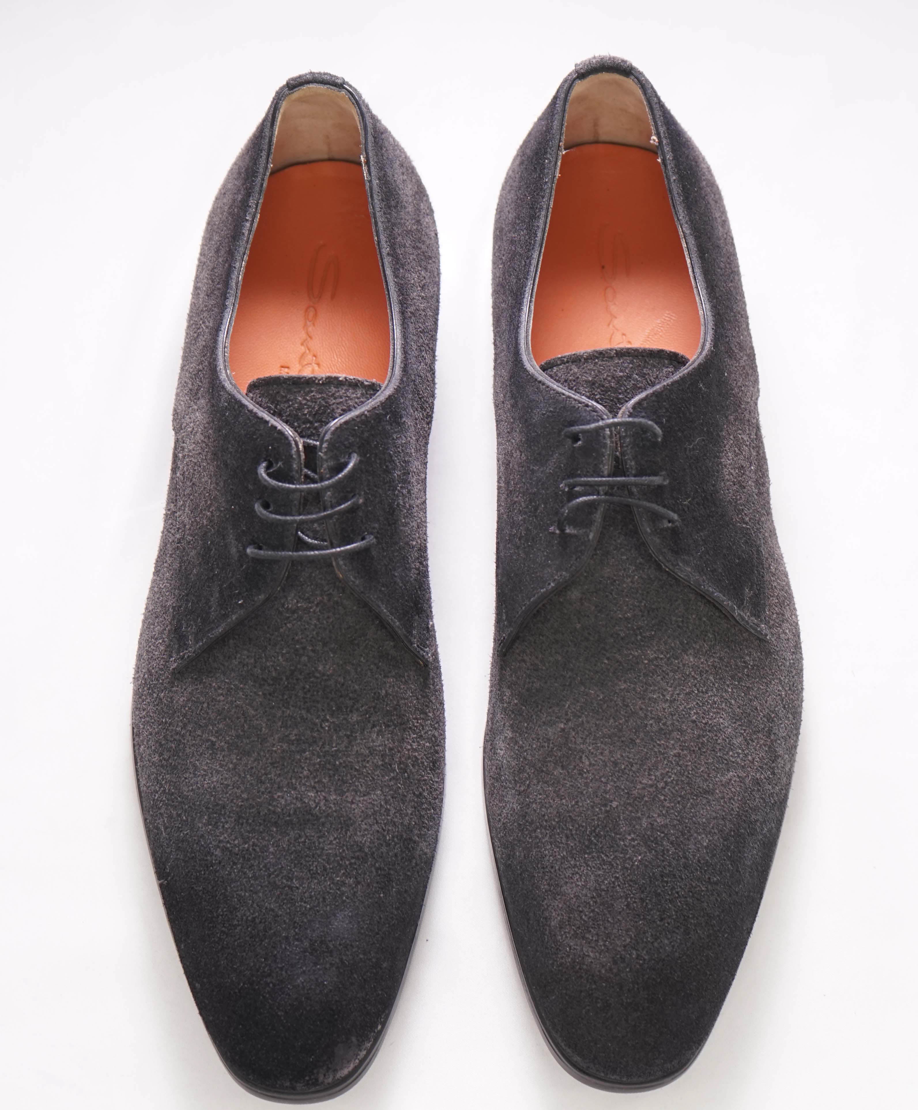 $720 SANTONI -  Gray Ombre Suede Derby Round Toe Oxfords - 9US (8Santoni)