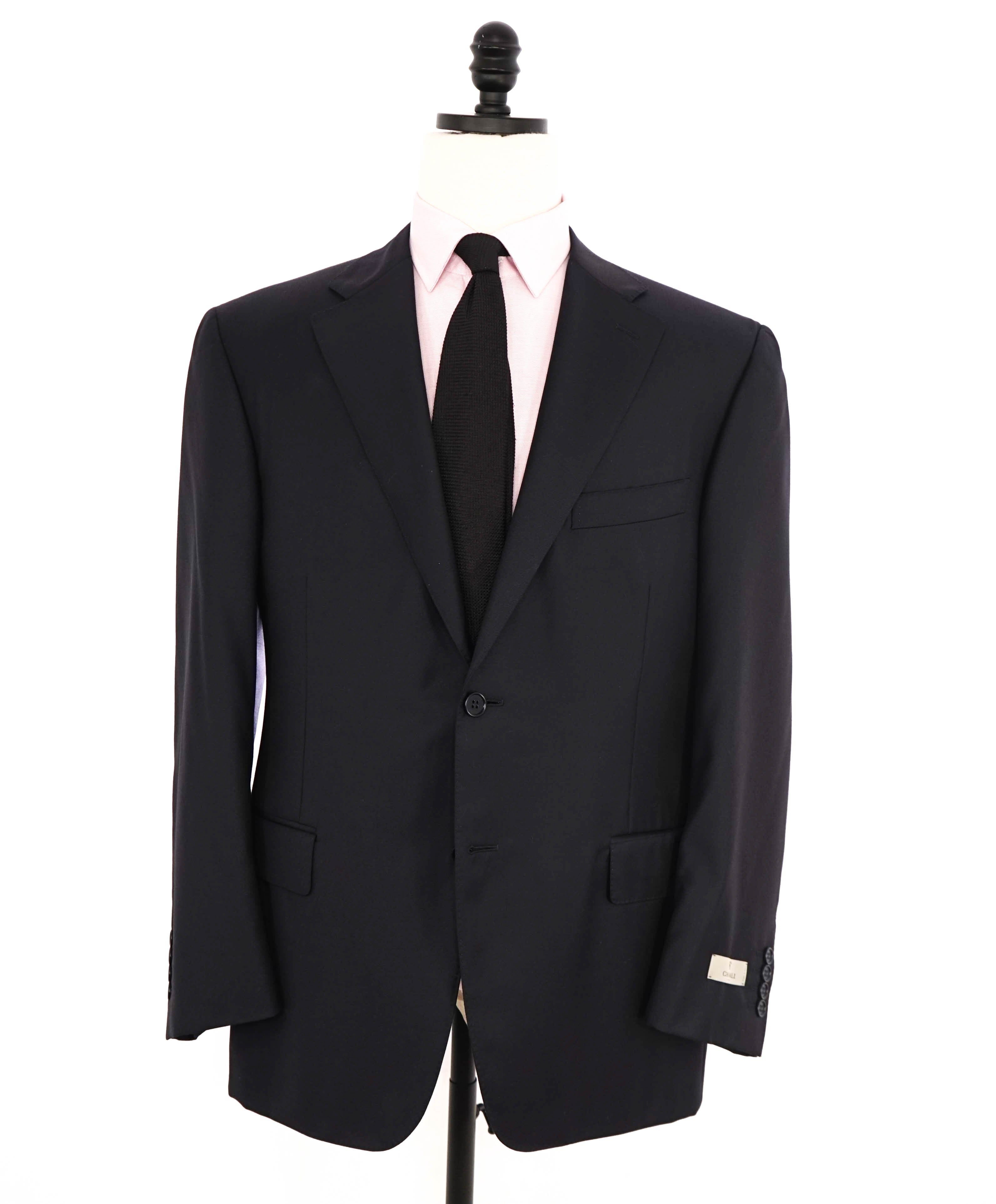 $1,795 CANALI - *CLOSET STAPLE*  Solid Navy Blue Notch Lapel Blazer - 44S US