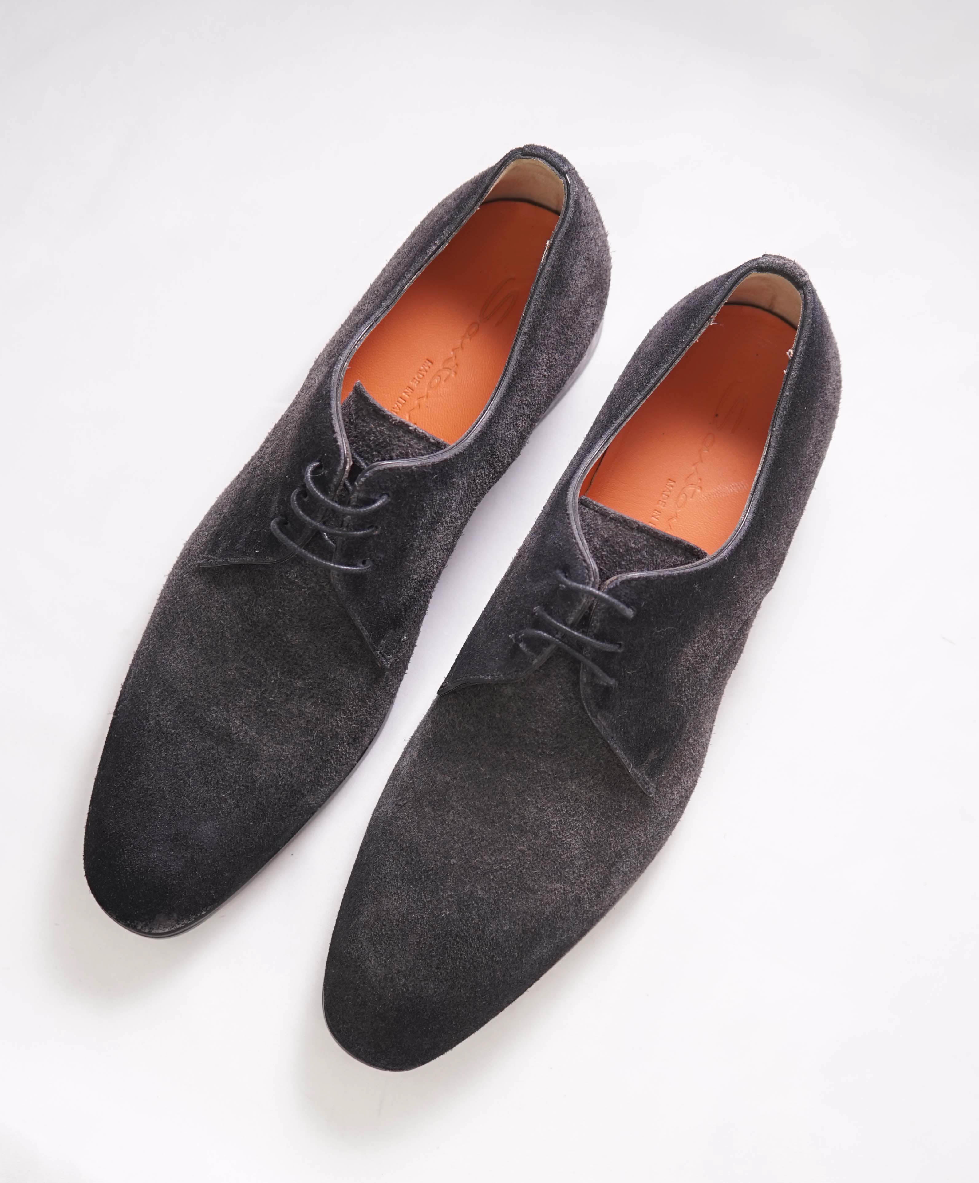 $720 SANTONI -  Gray Ombre Suede Derby Round Toe Oxfords - 9US (8Santoni)