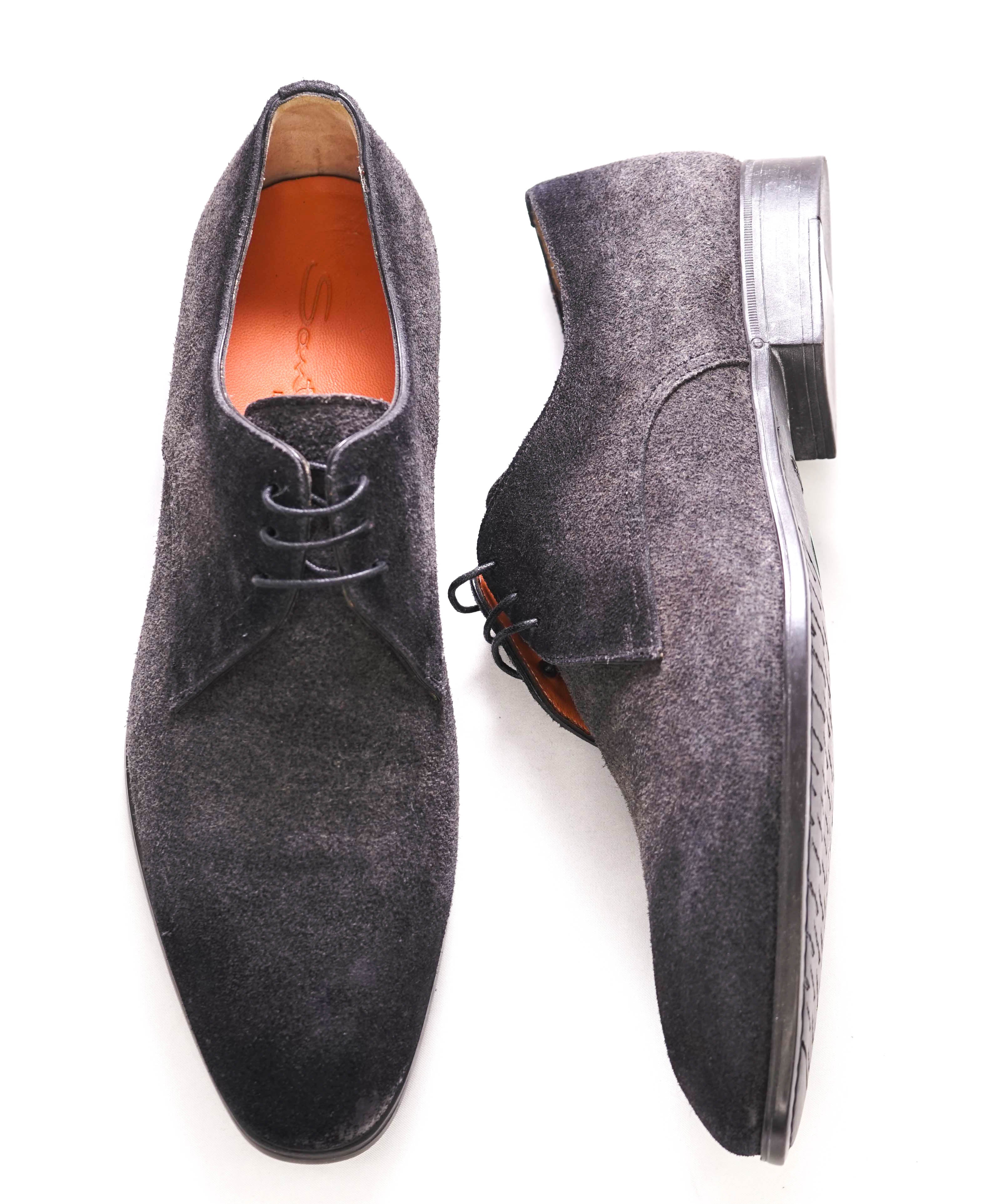 $720 SANTONI -  Gray Ombre Suede Derby Round Toe Oxfords - 9US (8Santoni)