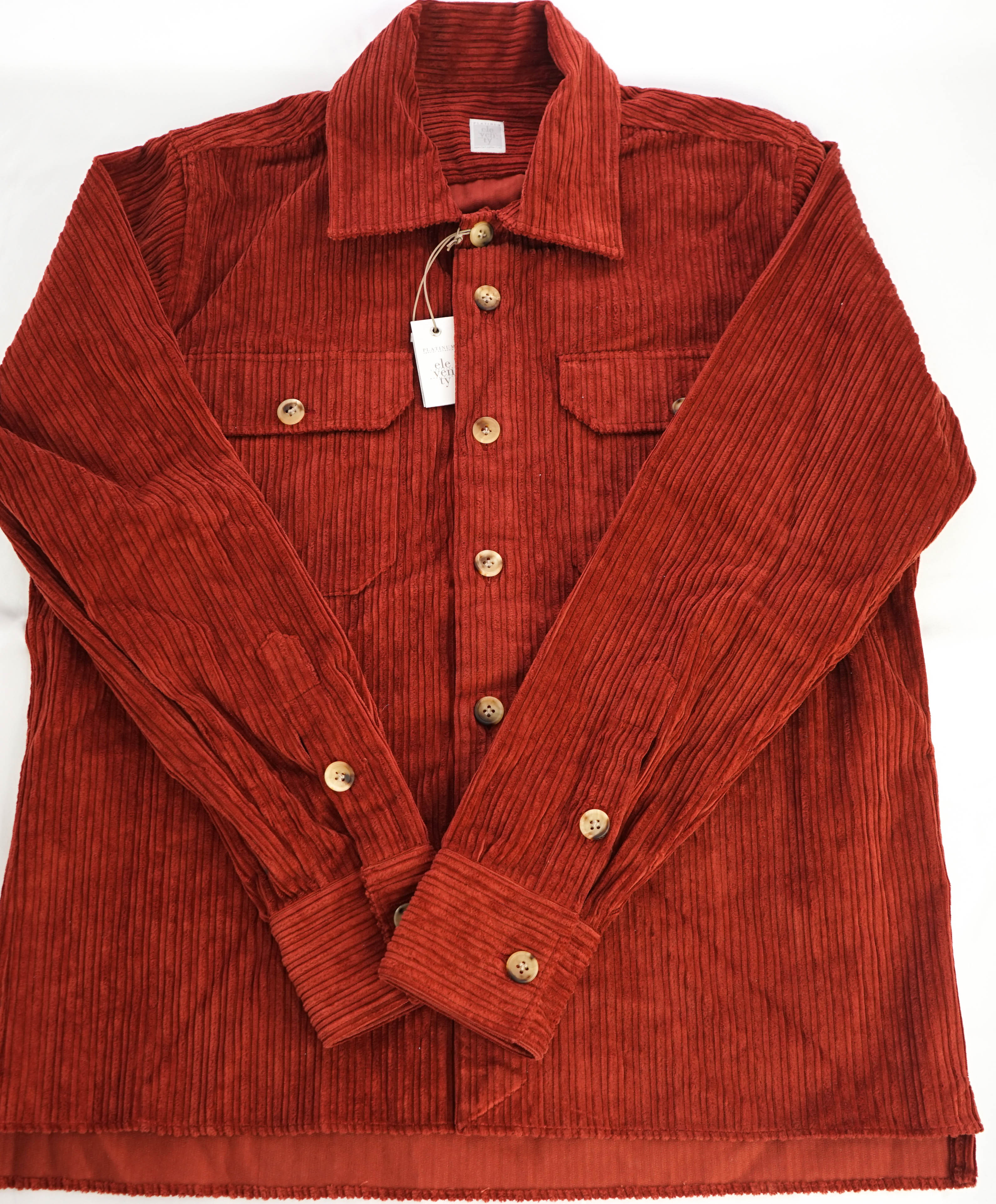 $795 ELEVENTY PLATINUM - Cotton Red Shirt Jacket Coat - M