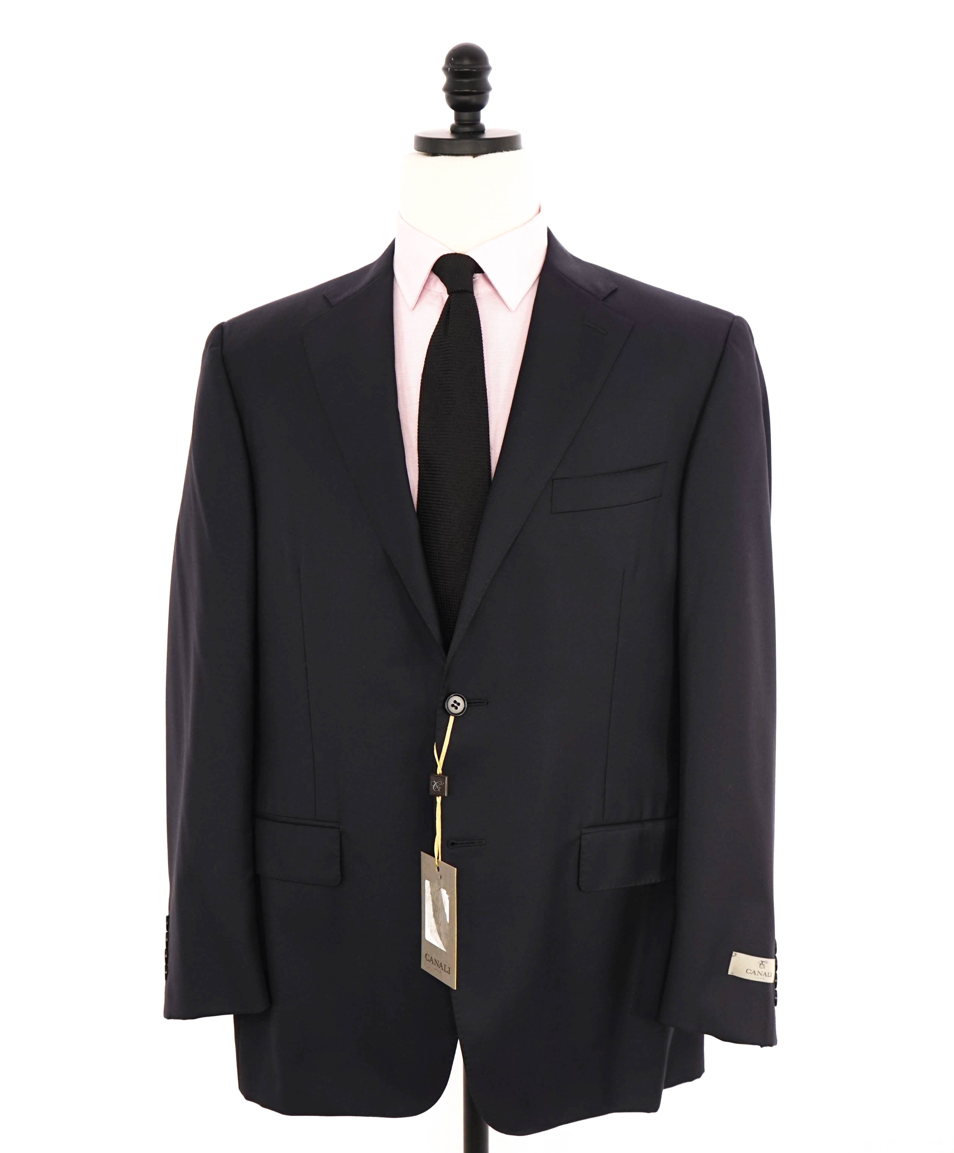 $1,795 CANALI - *CLOSET STAPLE*  Solid Navy Blue Notch Lapel Blazer - 42R US