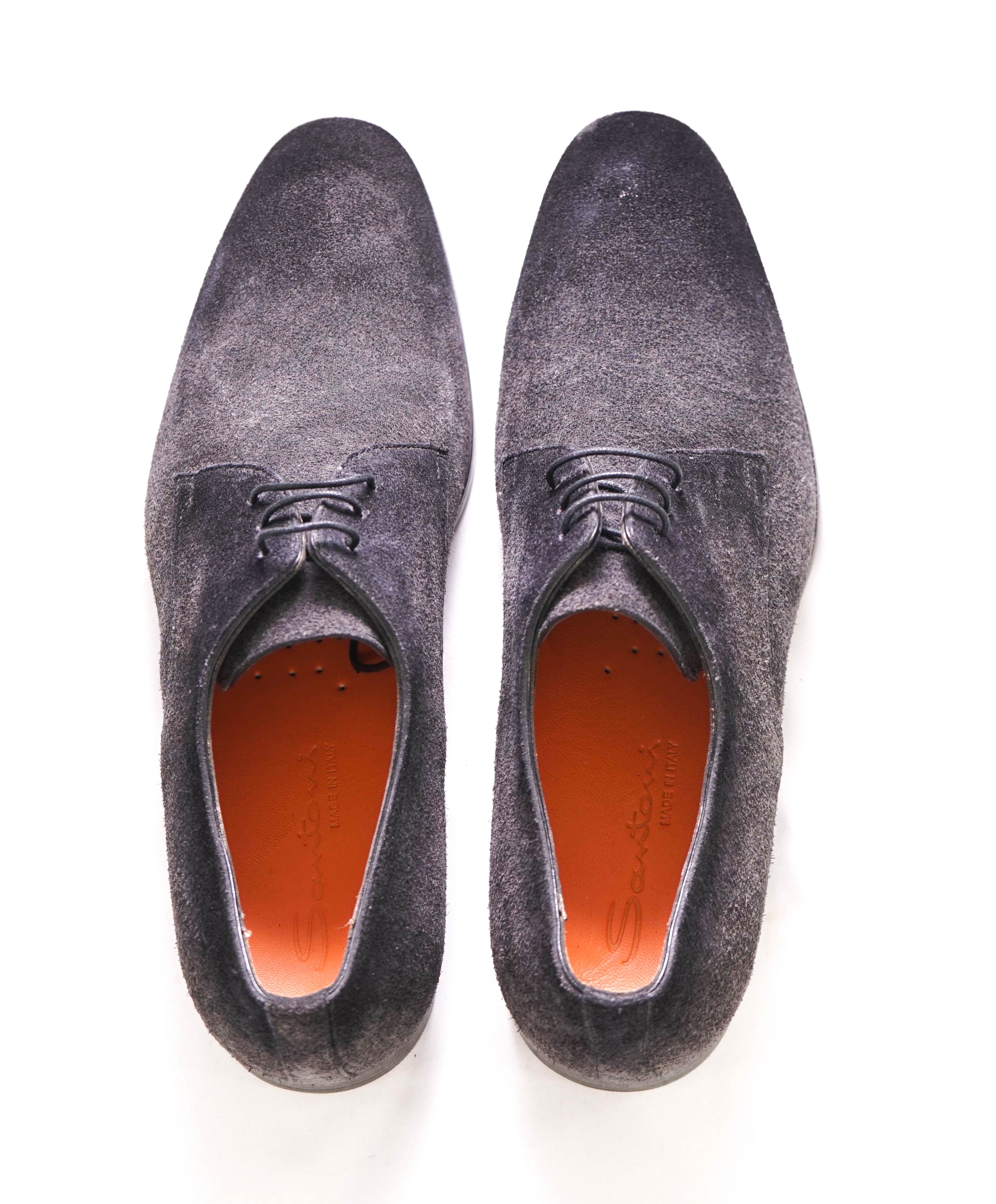 $720 SANTONI -  Gray Ombre Suede Derby Round Toe Oxfords - 9US (8Santoni)