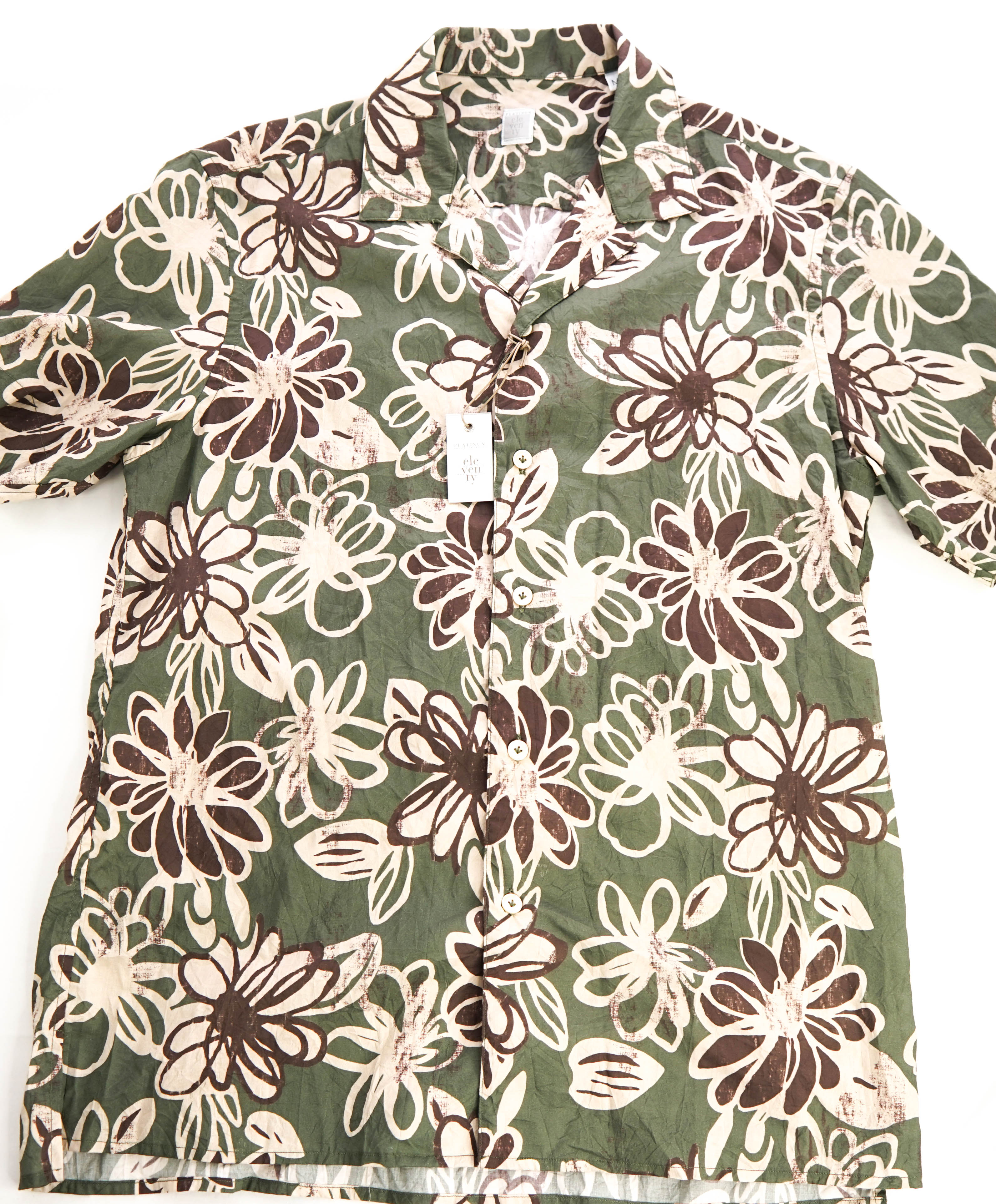 $395 ELEVENTY - *Abstract FLORAL* Havana Camp Collar Resort Shirt - M