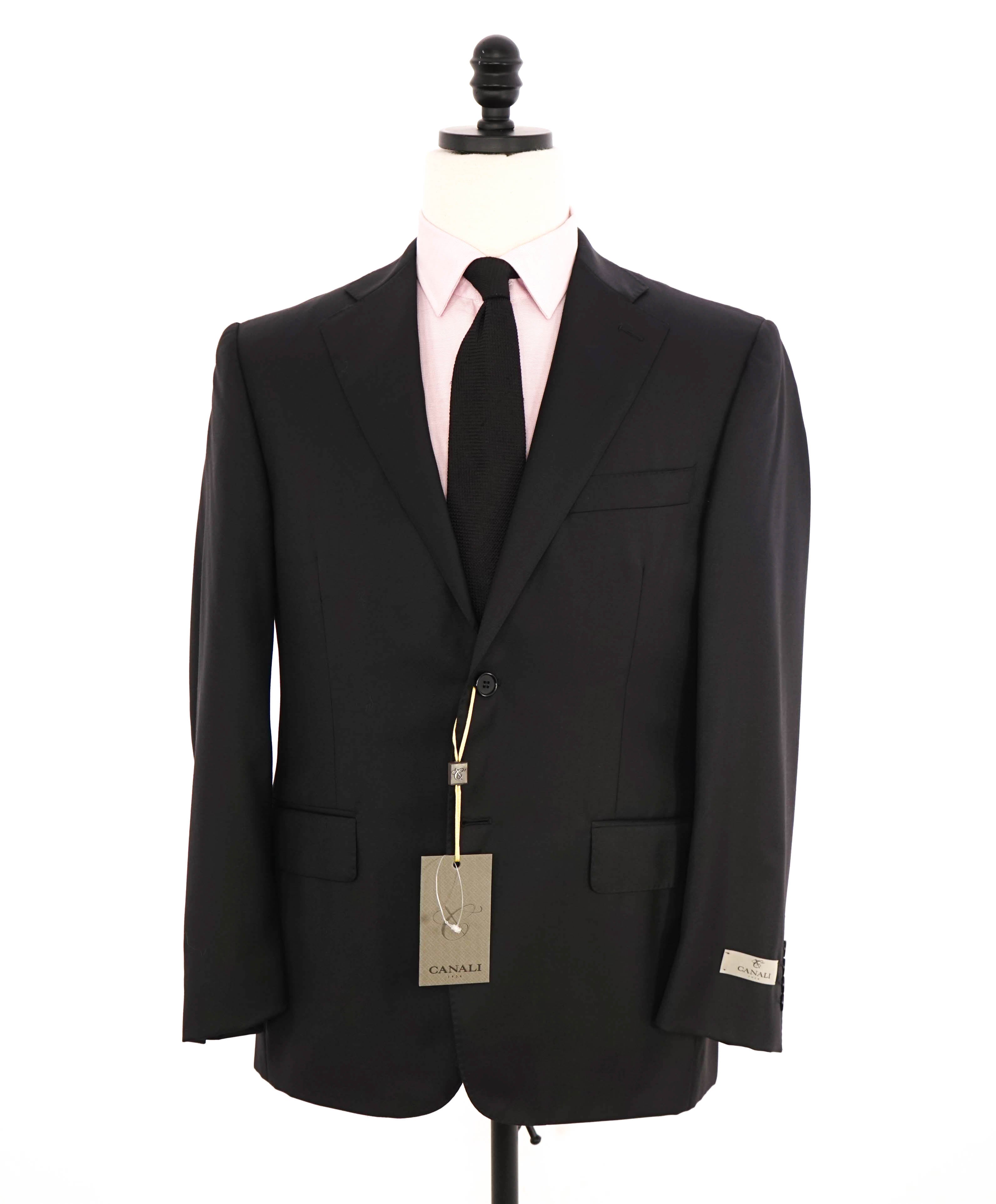 $1,795 CANALI -  Black Solid Notch Lapel 2-Btn Blazer - 38S US