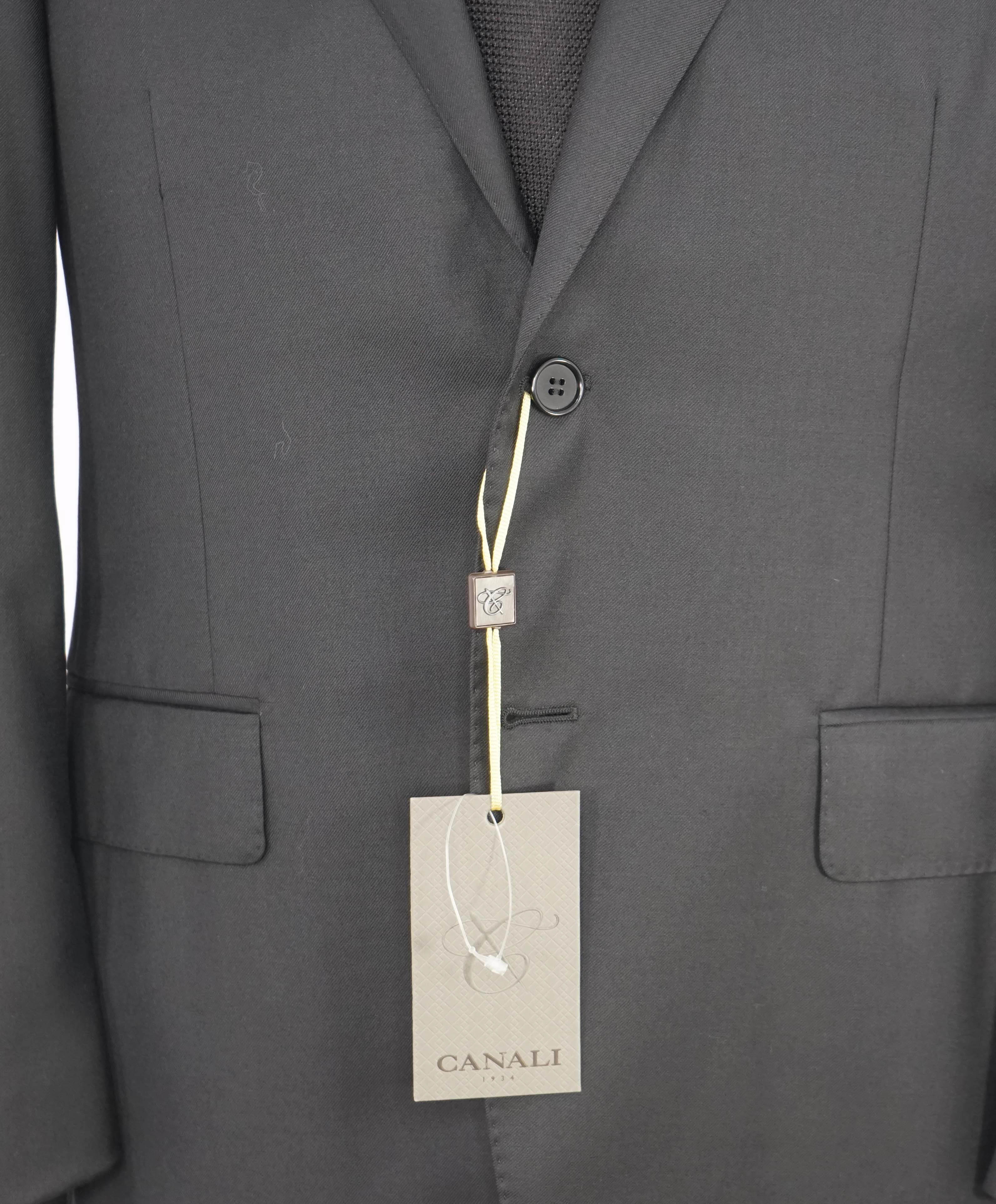 $1,795 CANALI -  Black Solid Notch Lapel 2-Btn Blazer - 38S US