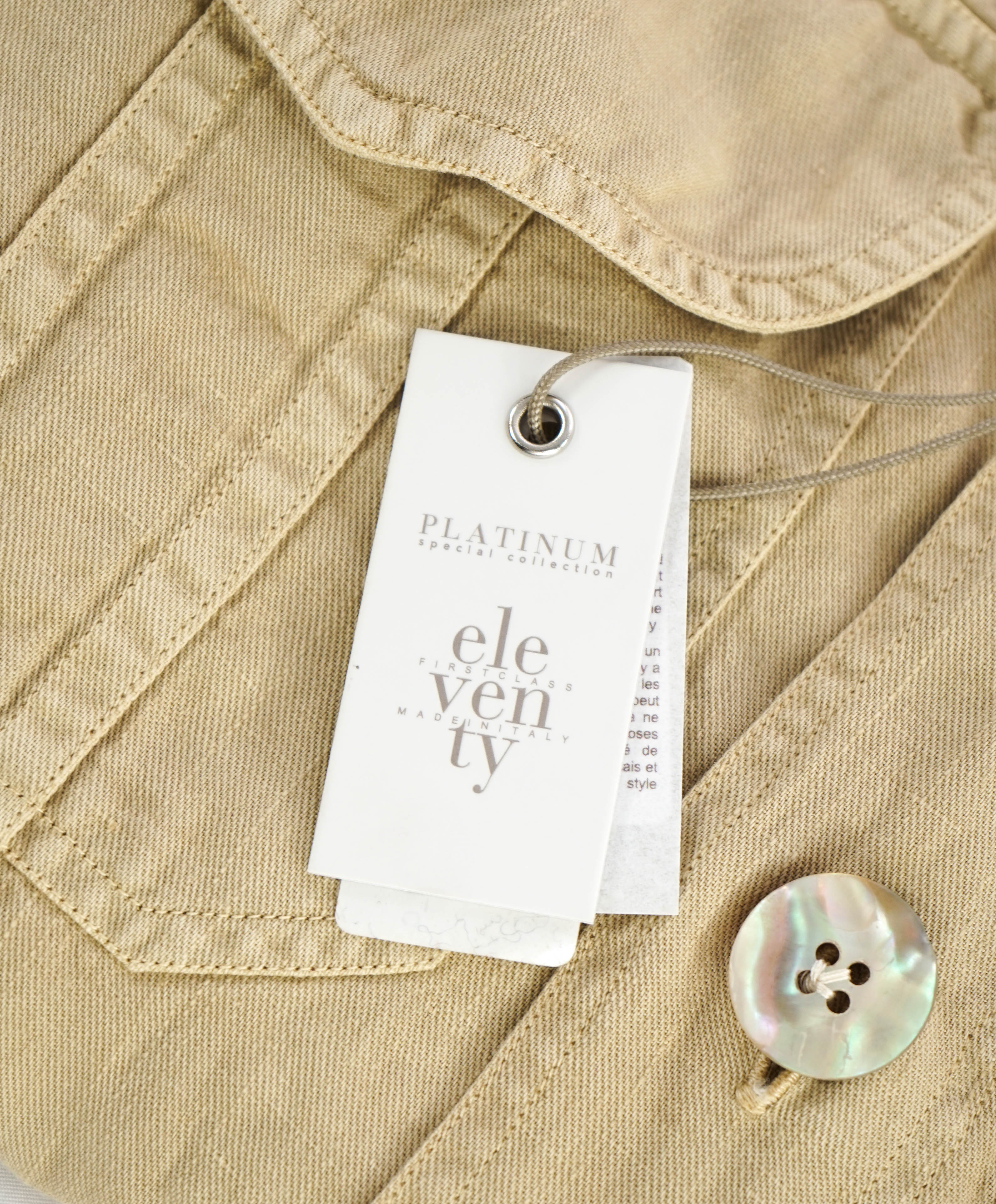 ELEVENTY PLATINUM - MOP Buttons Cotton/Linen Neutral Blend Shirt Jacket Coat - M