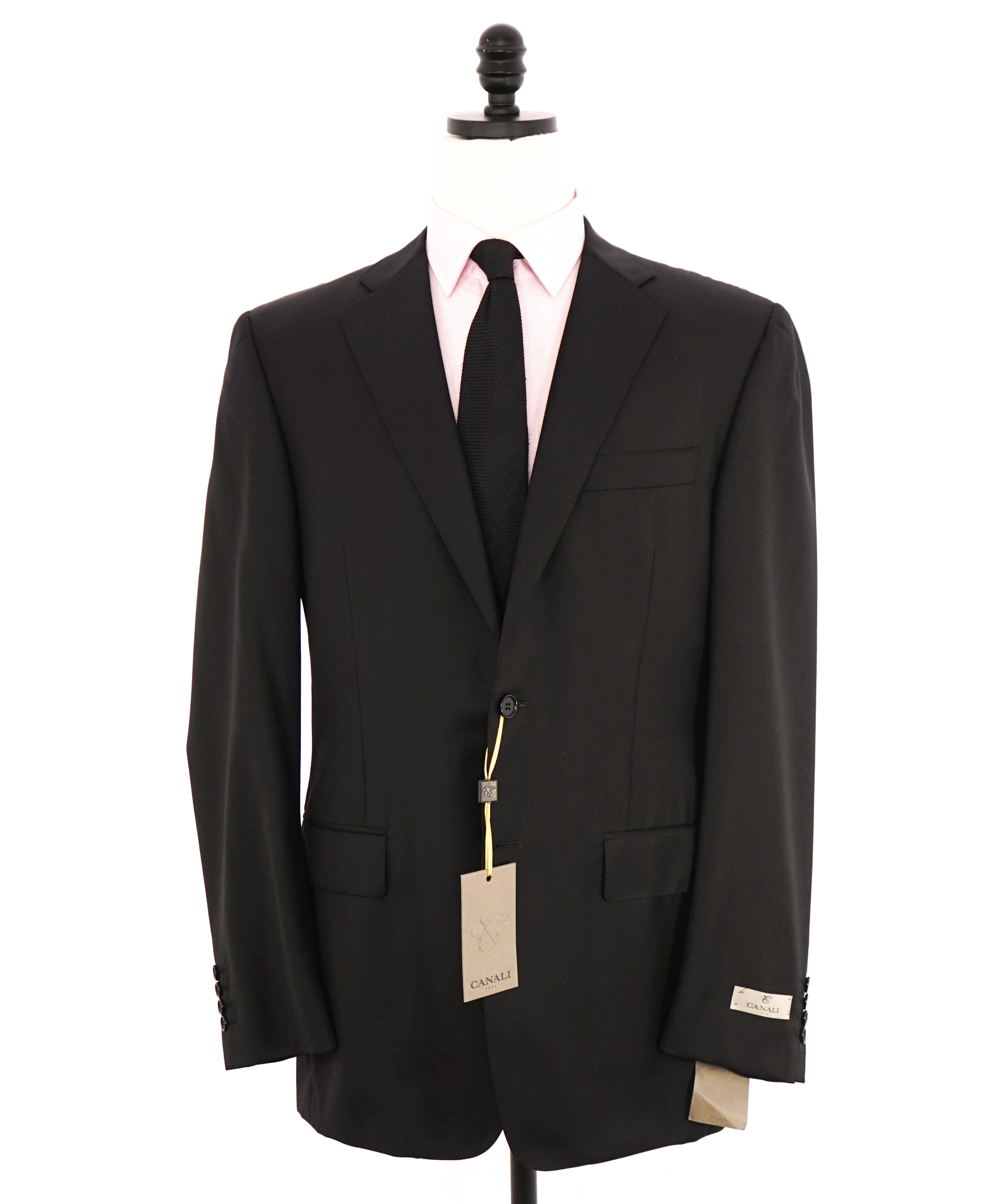 $1,795 CANALI -  Black Solid Notch Lapel 2-Btn Blazer - 46L US