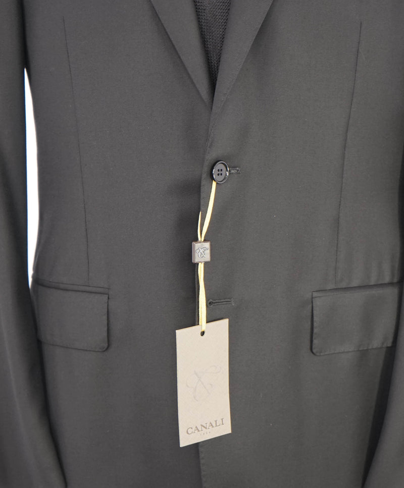 $1,795 CANALI -  Black Solid Notch Lapel 2-Btn Blazer - 46L US