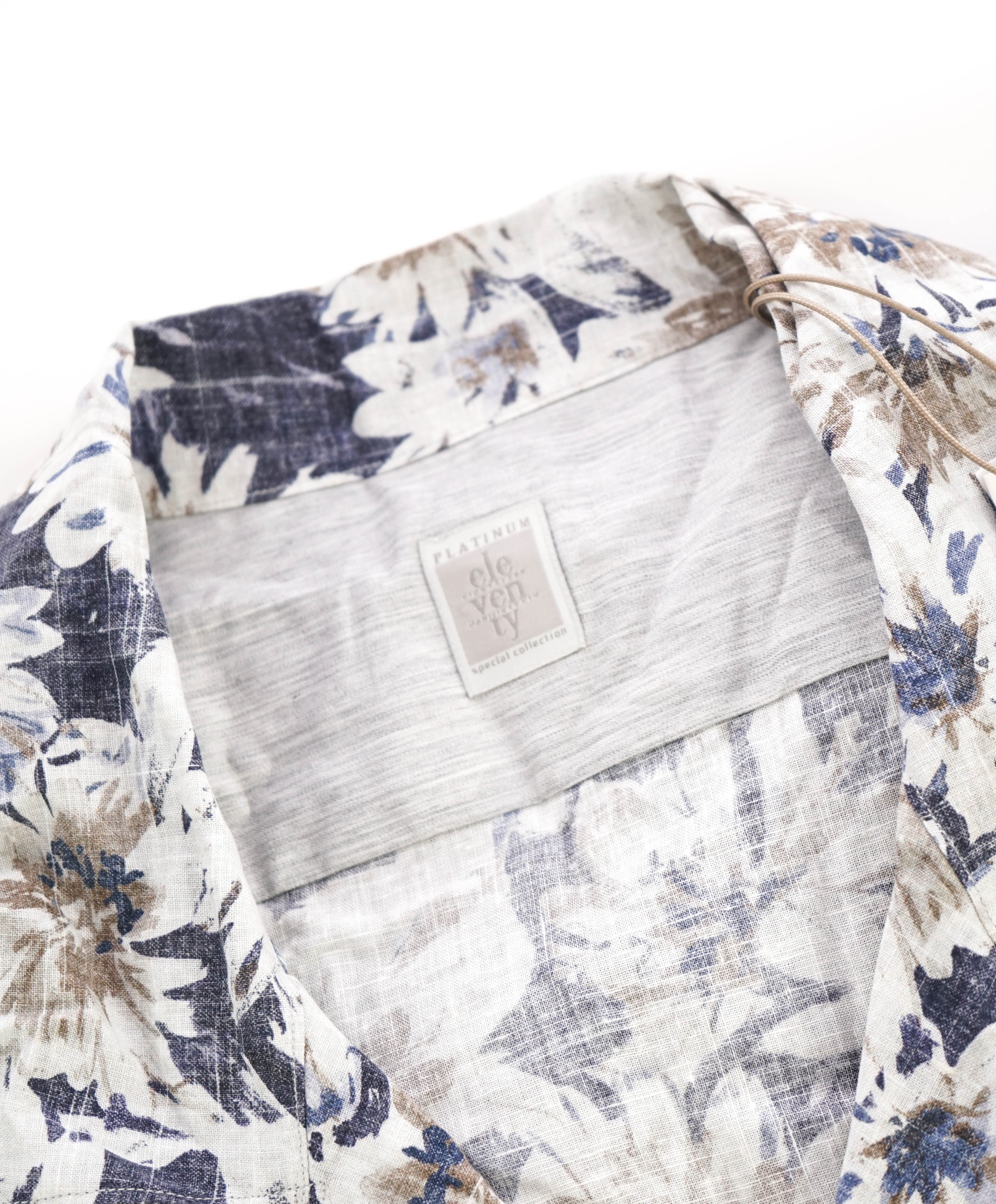 $395 ELEVENTY - Linen *FLORAL* Havana Camp Collar Resort Shirt - M