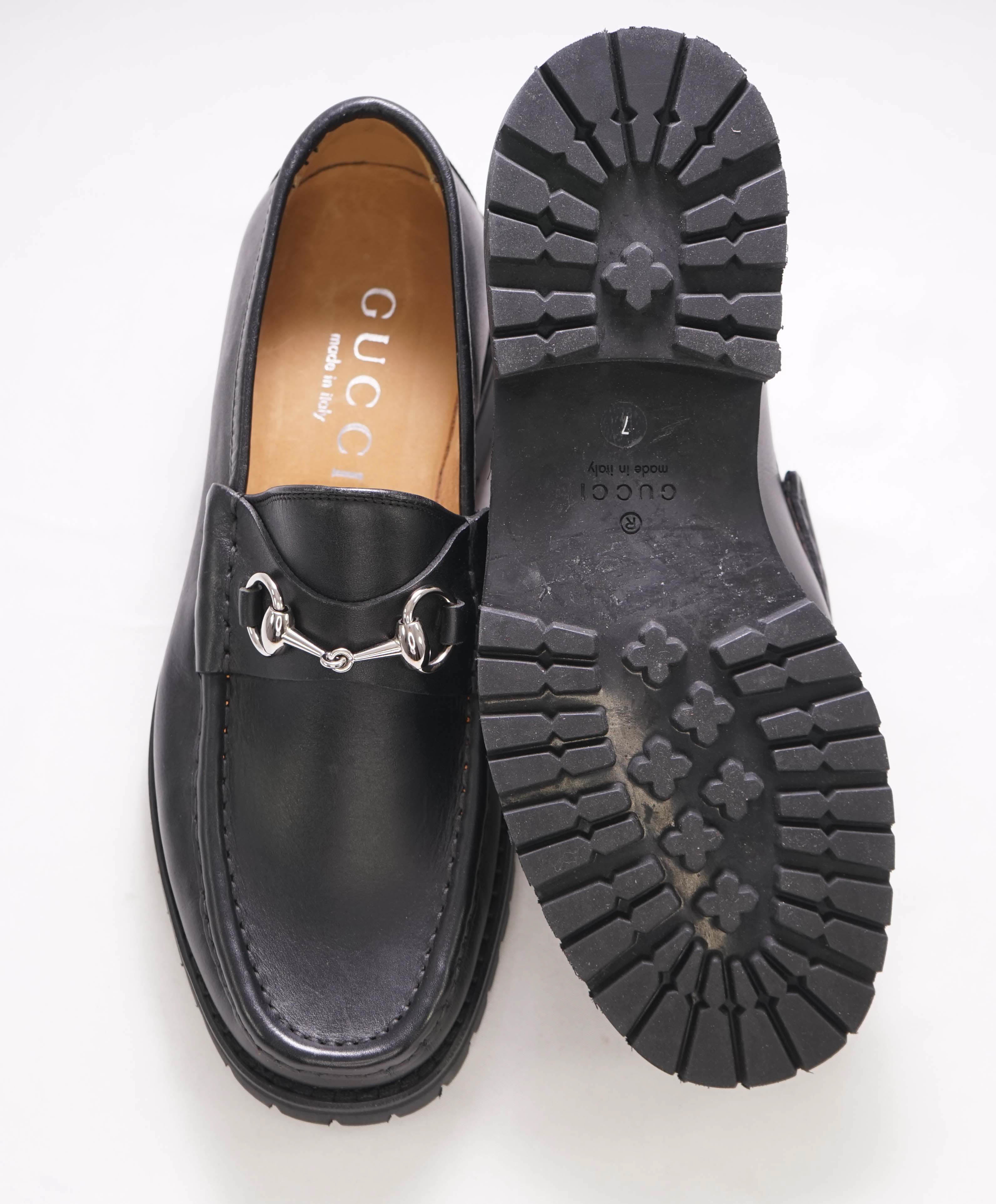 GUCCI - Horse-bit Loafers Black Iconic Style - 7.5US (7 G Stamped On Shoe)