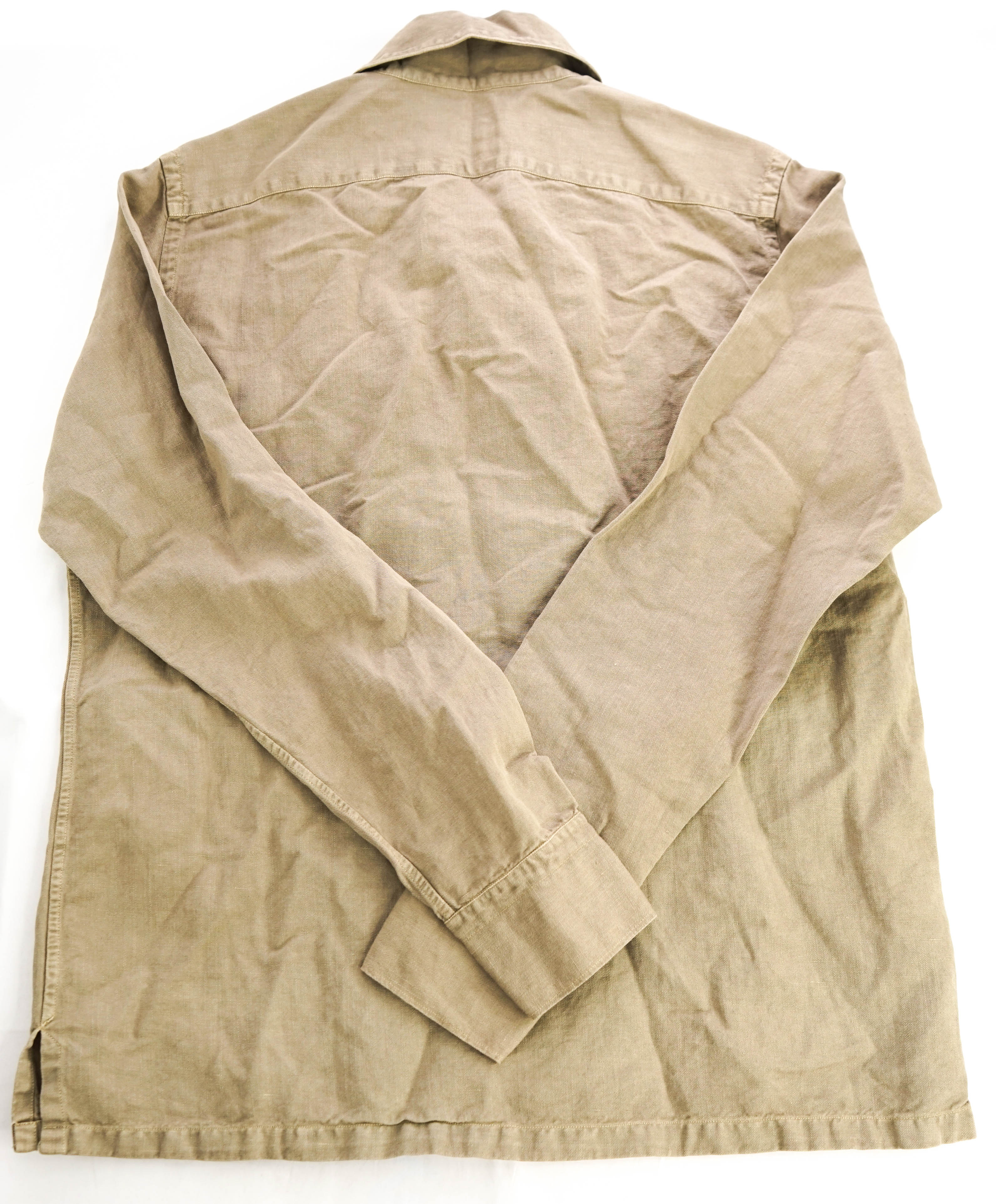 $395 ELEVENTY - Beige Cotton/Linen Safari Pocket Shirt - M