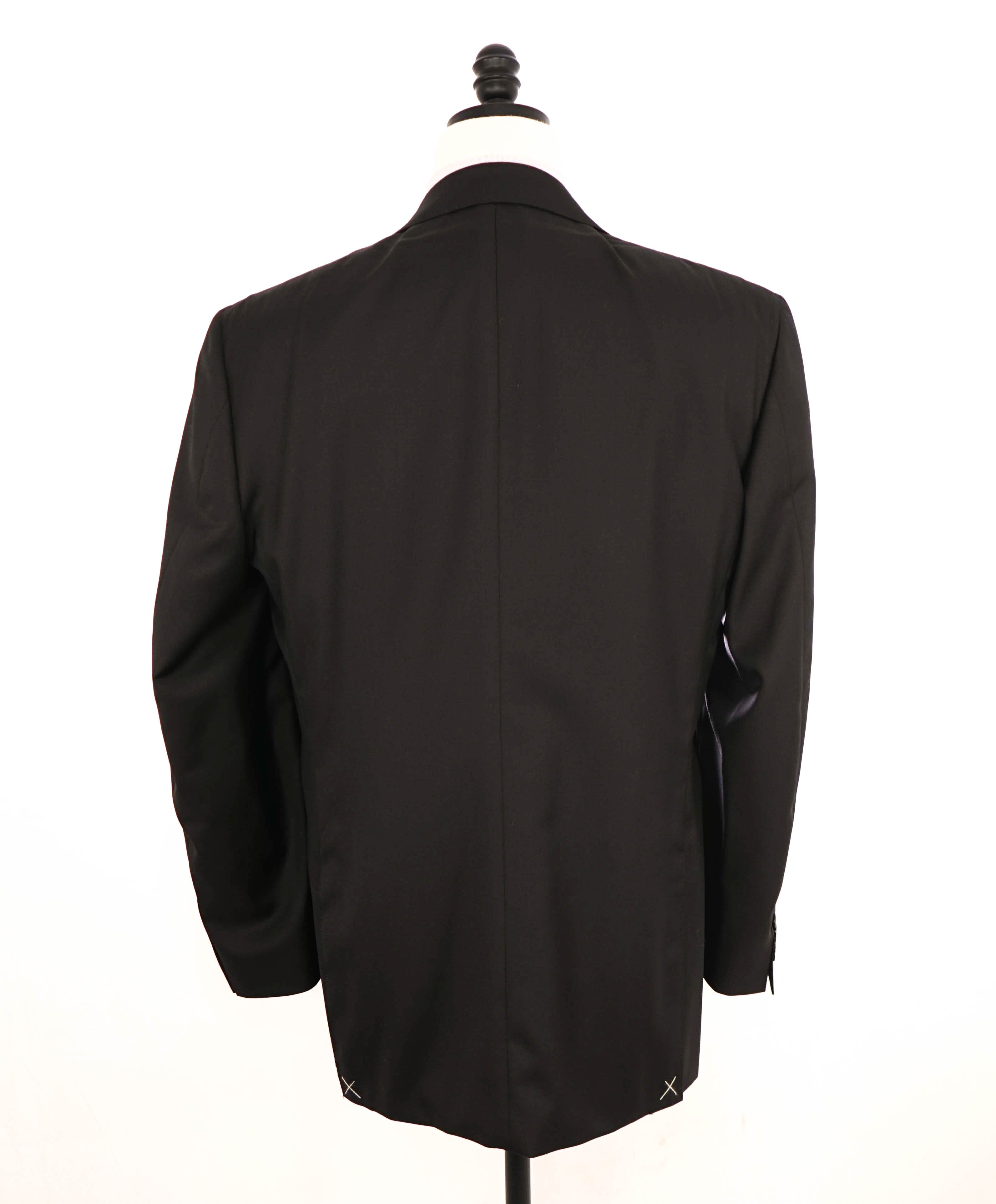 $1,795 CANALI -  Black Solid Notch Lapel 2-Btn Blazer - 44L US