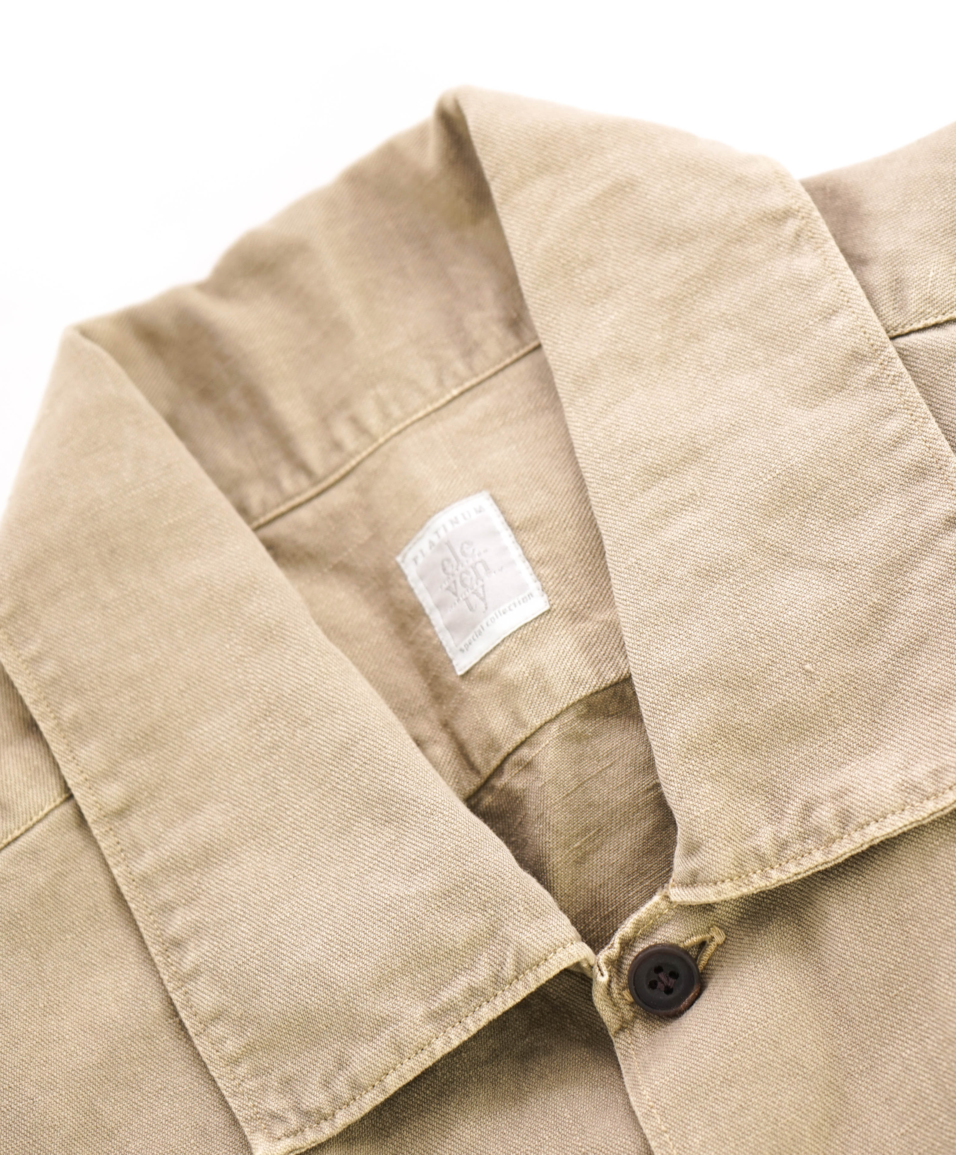 $395 ELEVENTY - Beige Cotton/Linen Safari Pocket Shirt - M