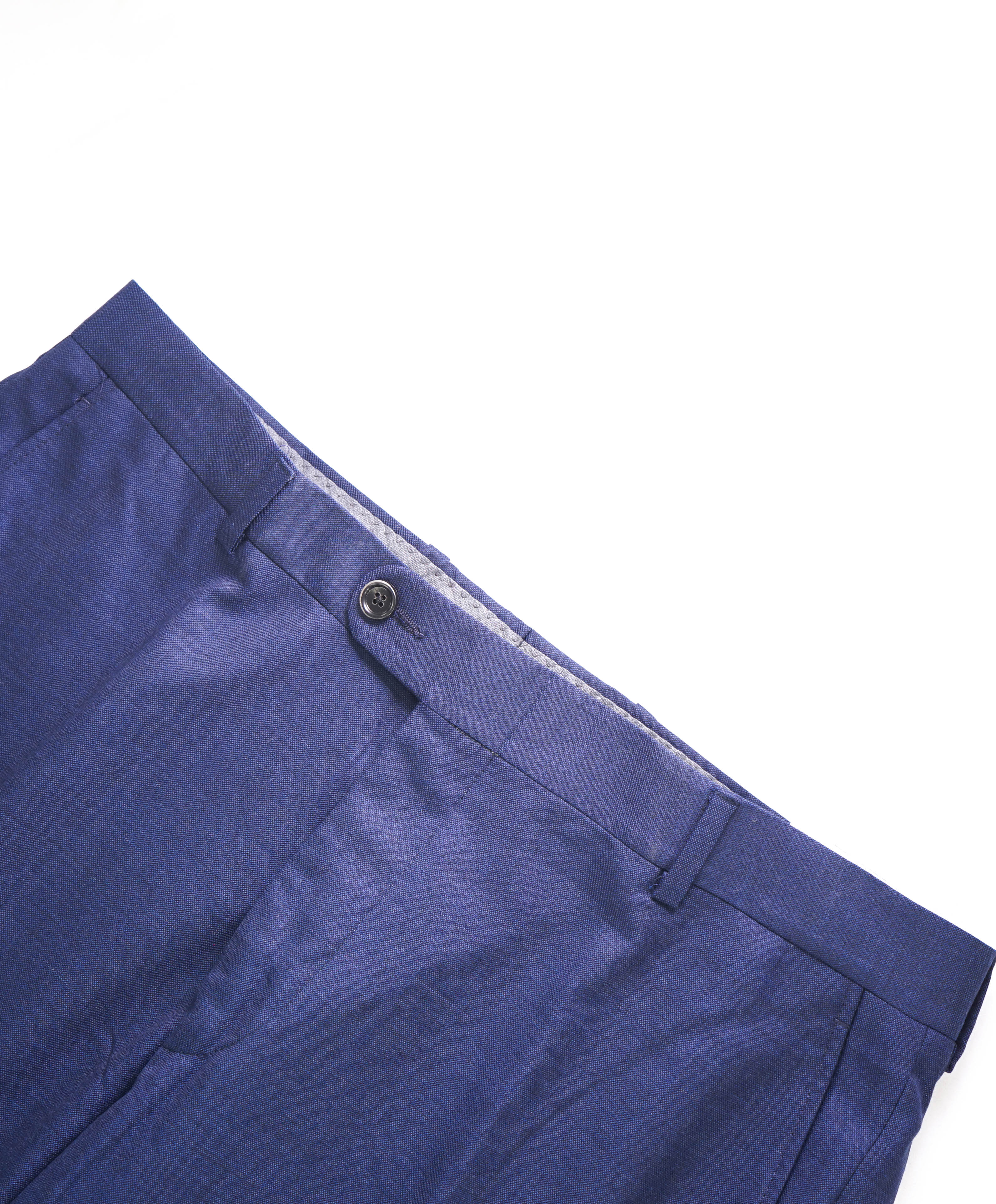 HICKEY FREEMAN - Medium Blue Textured Wool Flat Front Dress Pants - 34W