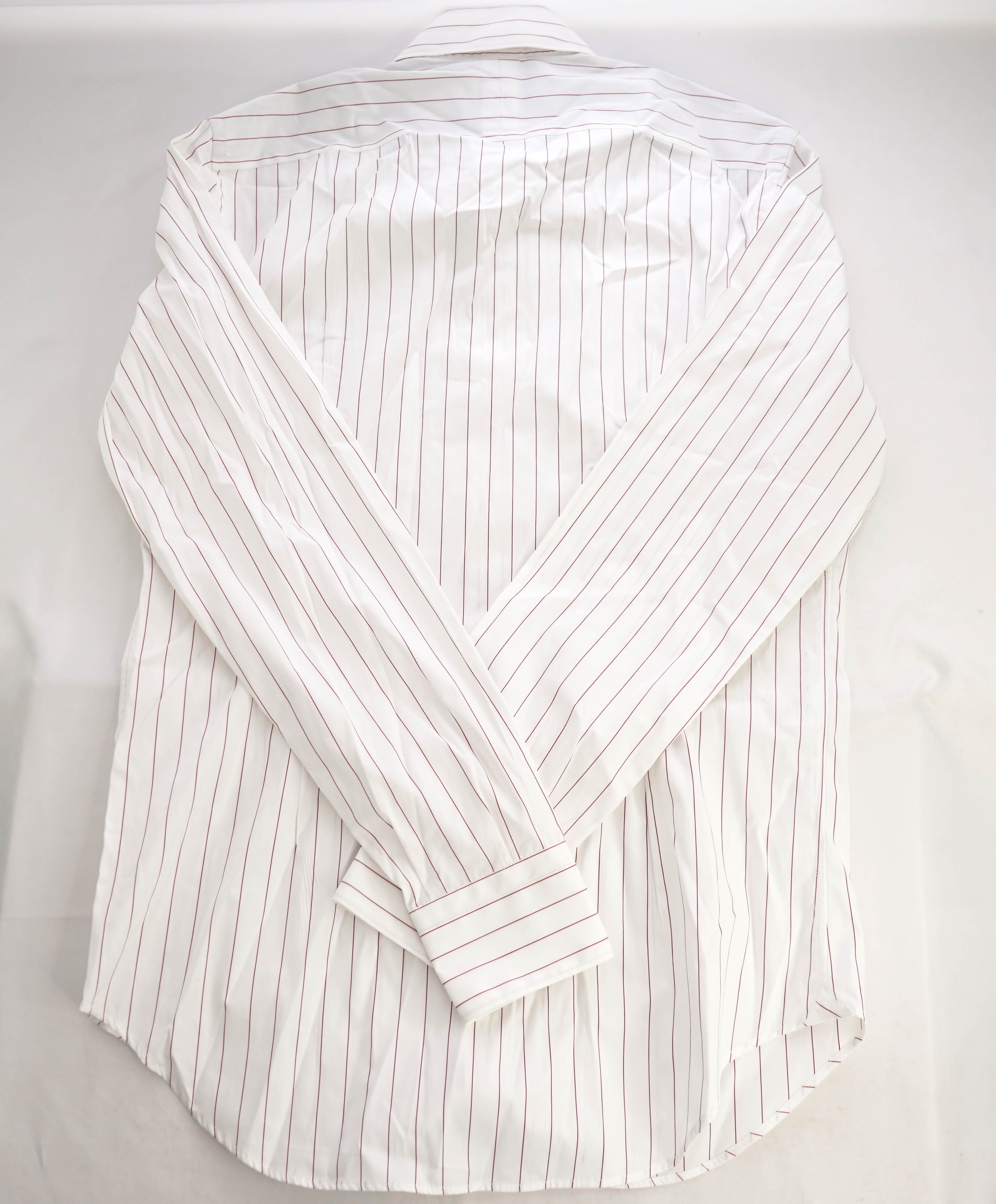 $395 ELEVENTY - Red/White *Wide Spread Collar* Stripe Dress Shirt - M