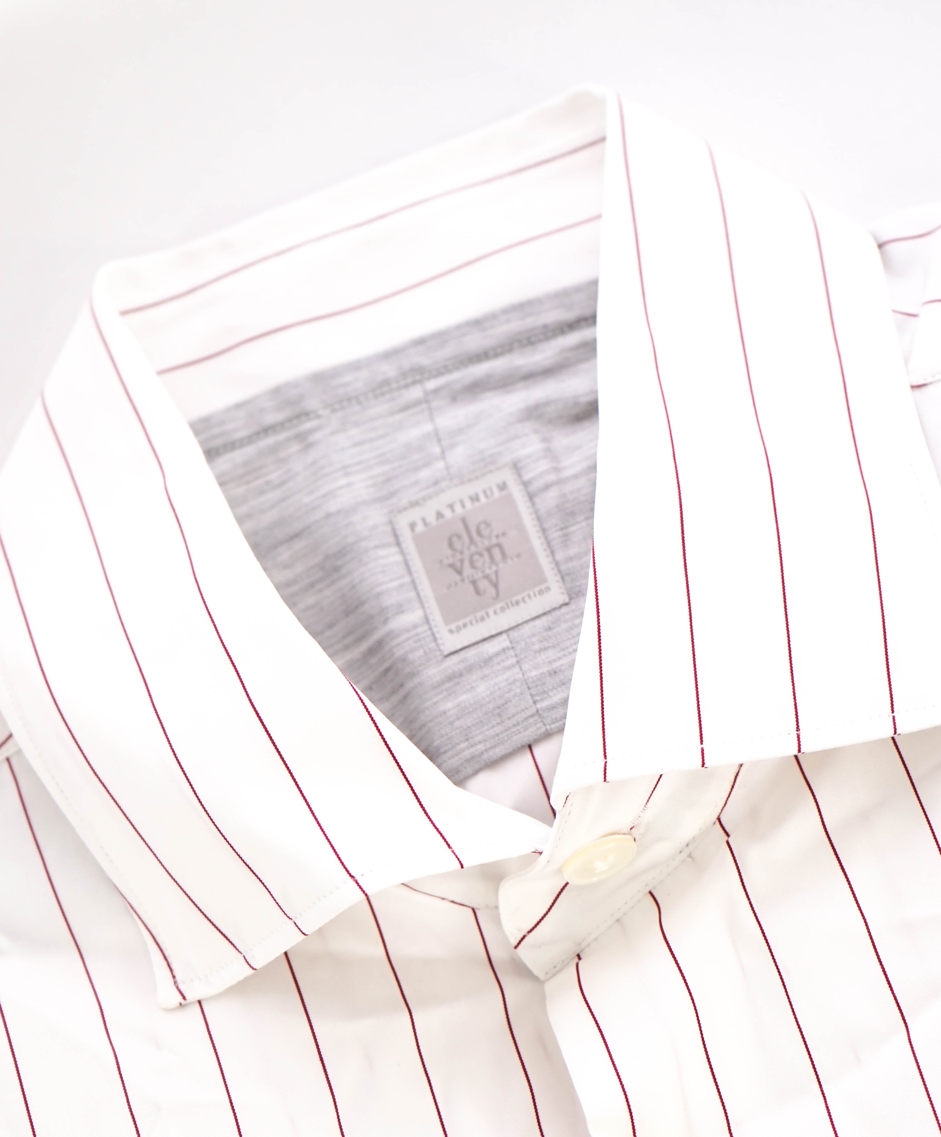 $395 ELEVENTY - Red/White *Wide Spread Collar* Stripe Dress Shirt - M