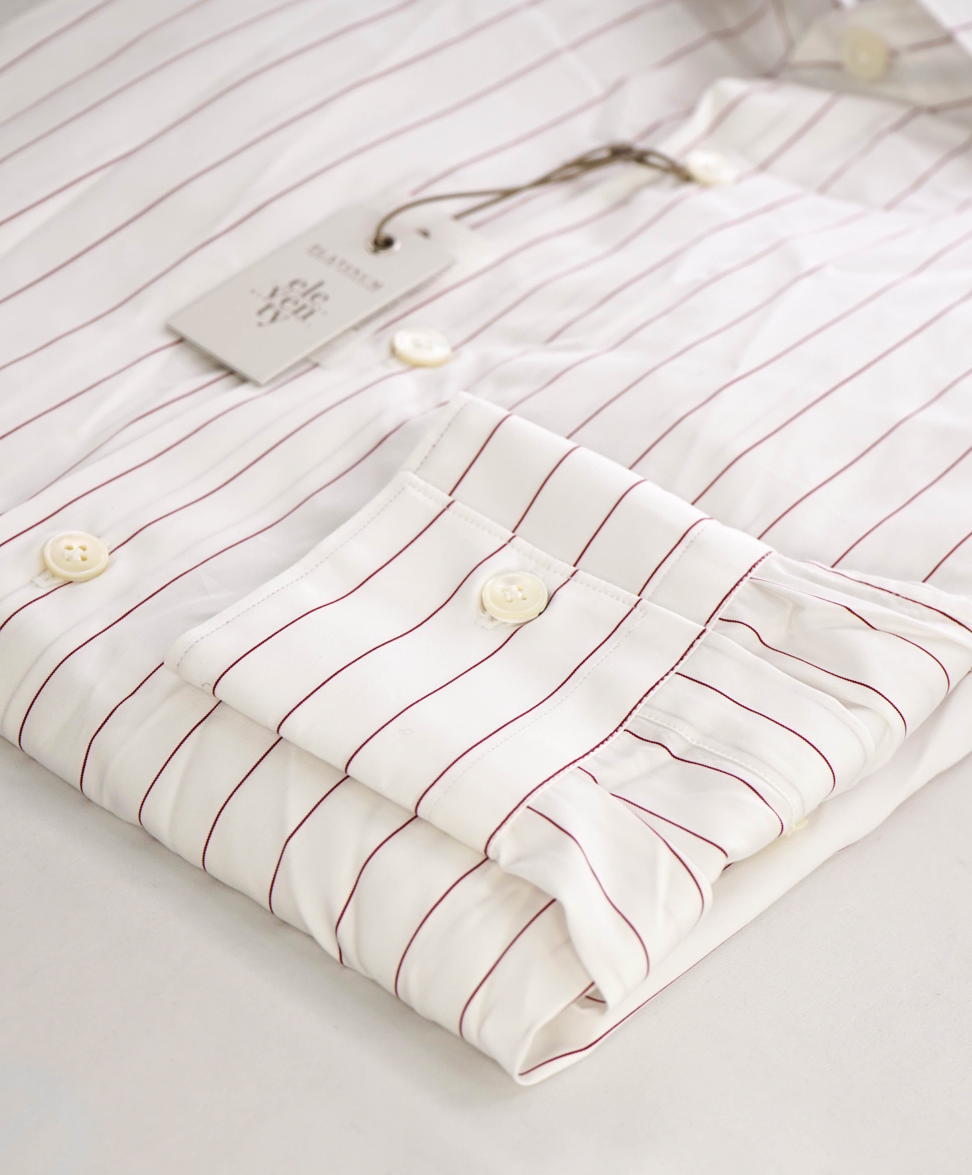 $395 ELEVENTY - Red/White *Wide Spread Collar* Stripe Dress Shirt - M