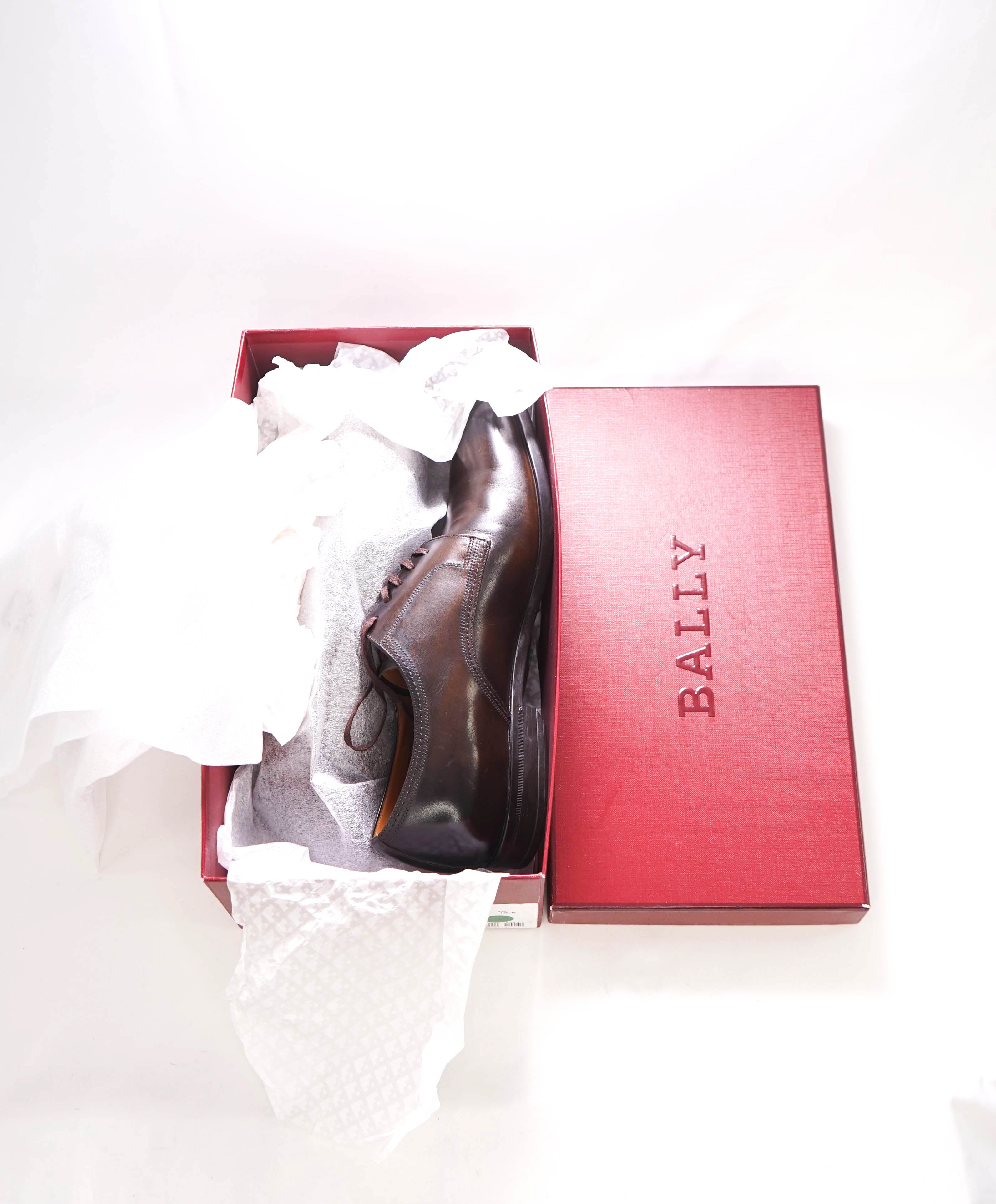 BALLY - “LANTOUR” Brown Patina Oxfords With Durable Rubber Sole - 10.5