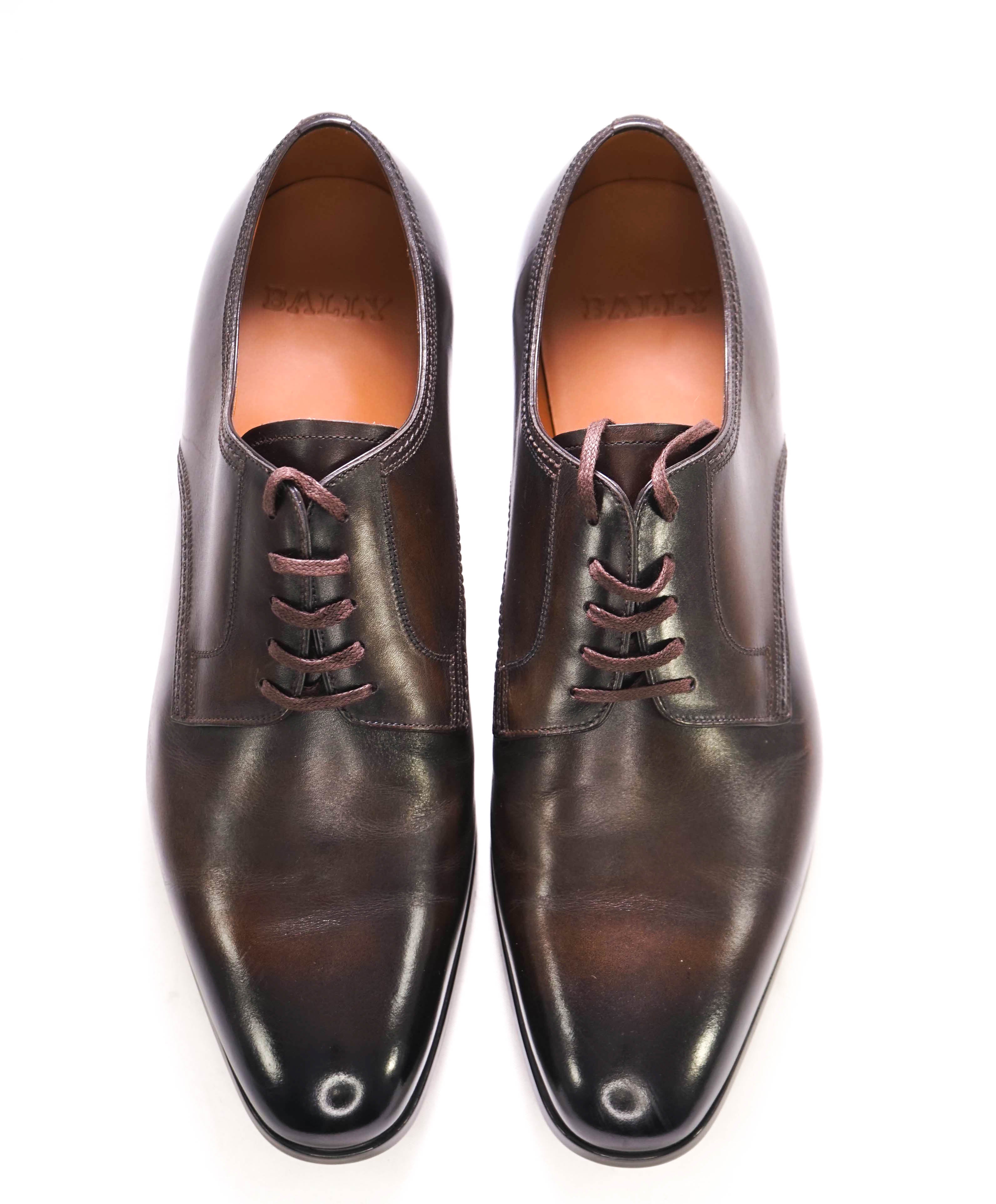 BALLY - “LANTOUR” Brown Patina Oxfords With Durable Rubber Sole - 10.5