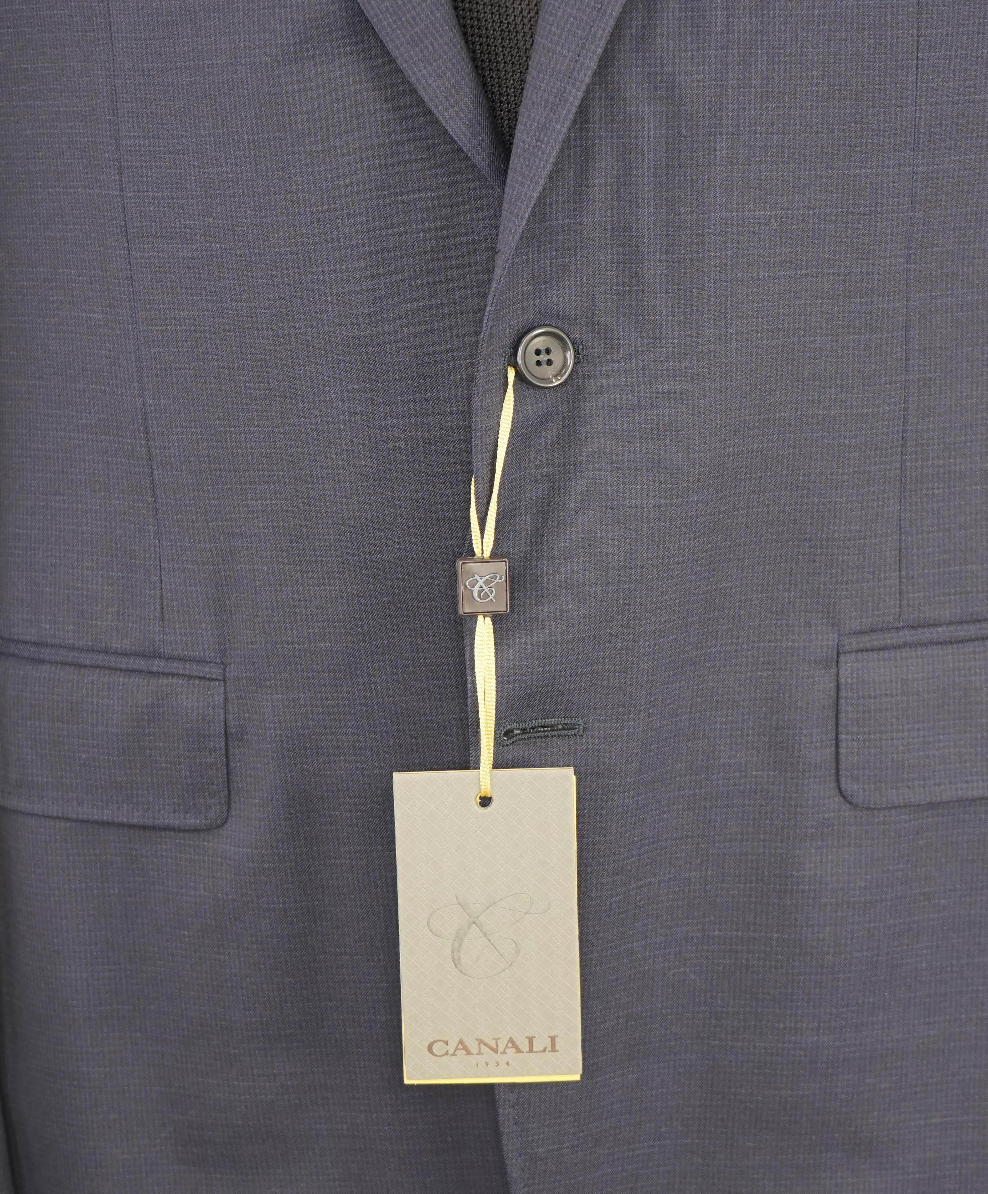 $2,195 CANALI - "KEI" "IMPECCABILE" Blue Micro Check Wool Blazer - 44L