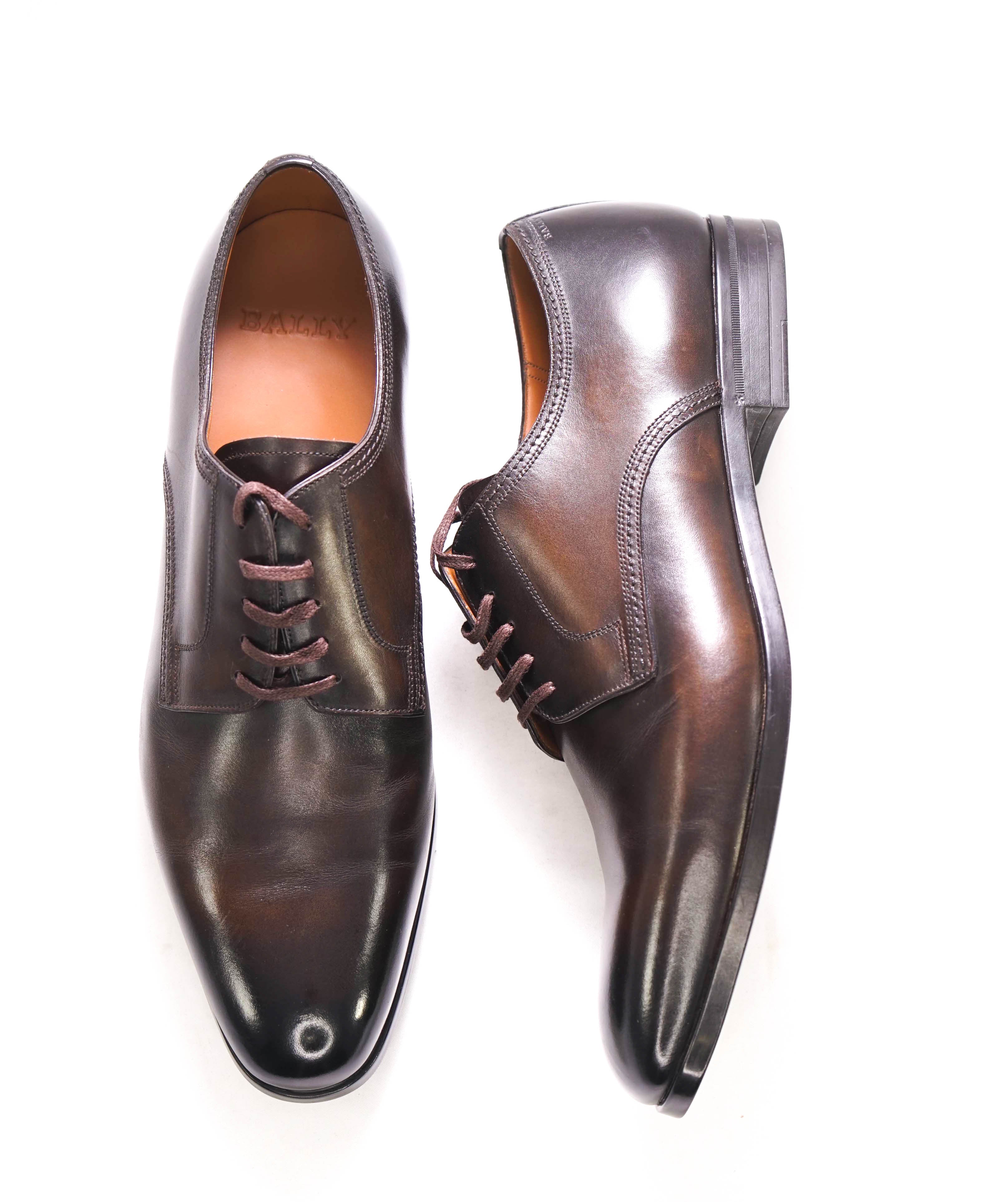 BALLY - “LANTOUR” Brown Patina Oxfords With Durable Rubber Sole - 10.5