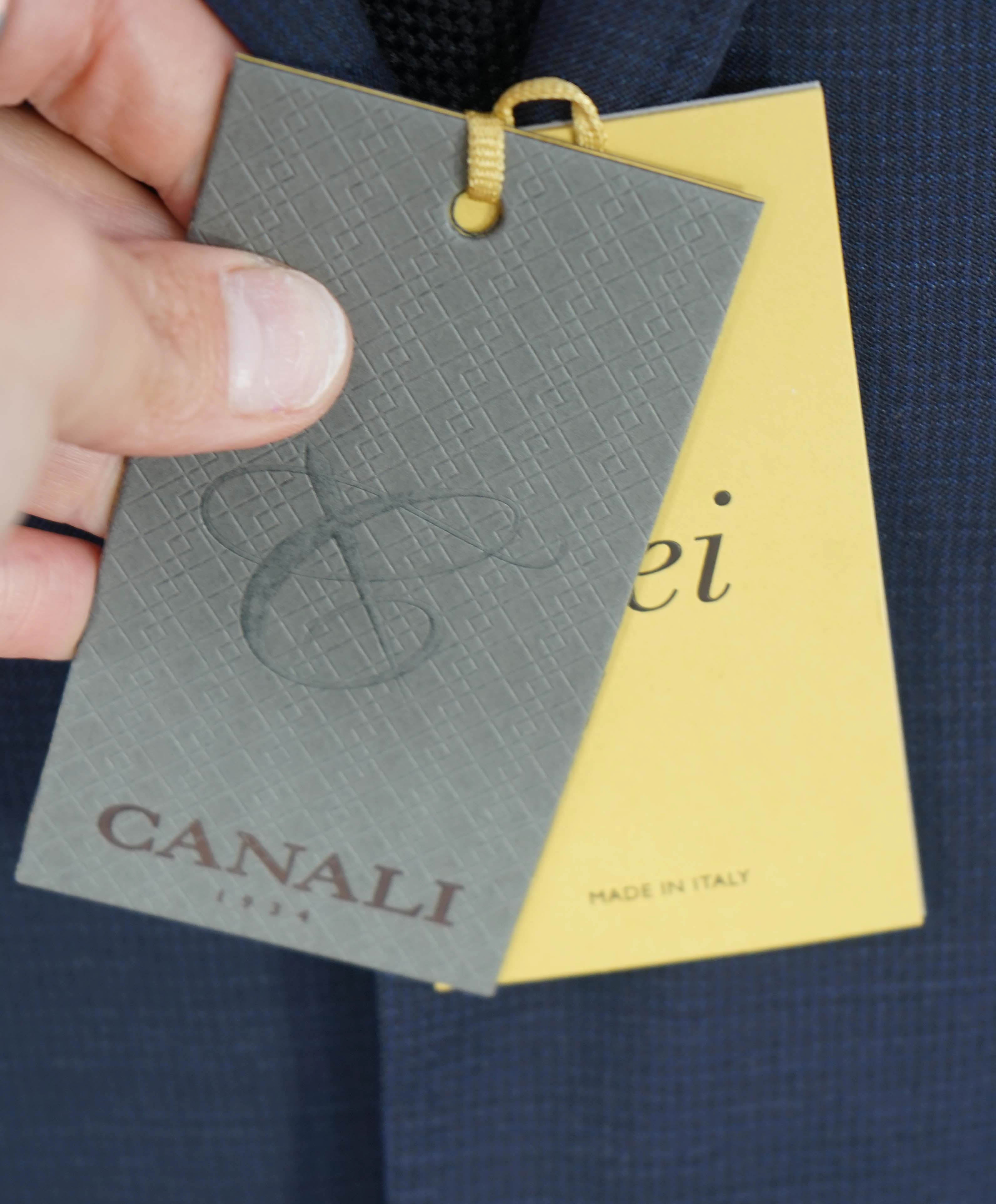 $2,195 CANALI - "KEI" "IMPECCABILE" Blue Micro Check Wool Blazer - 44L