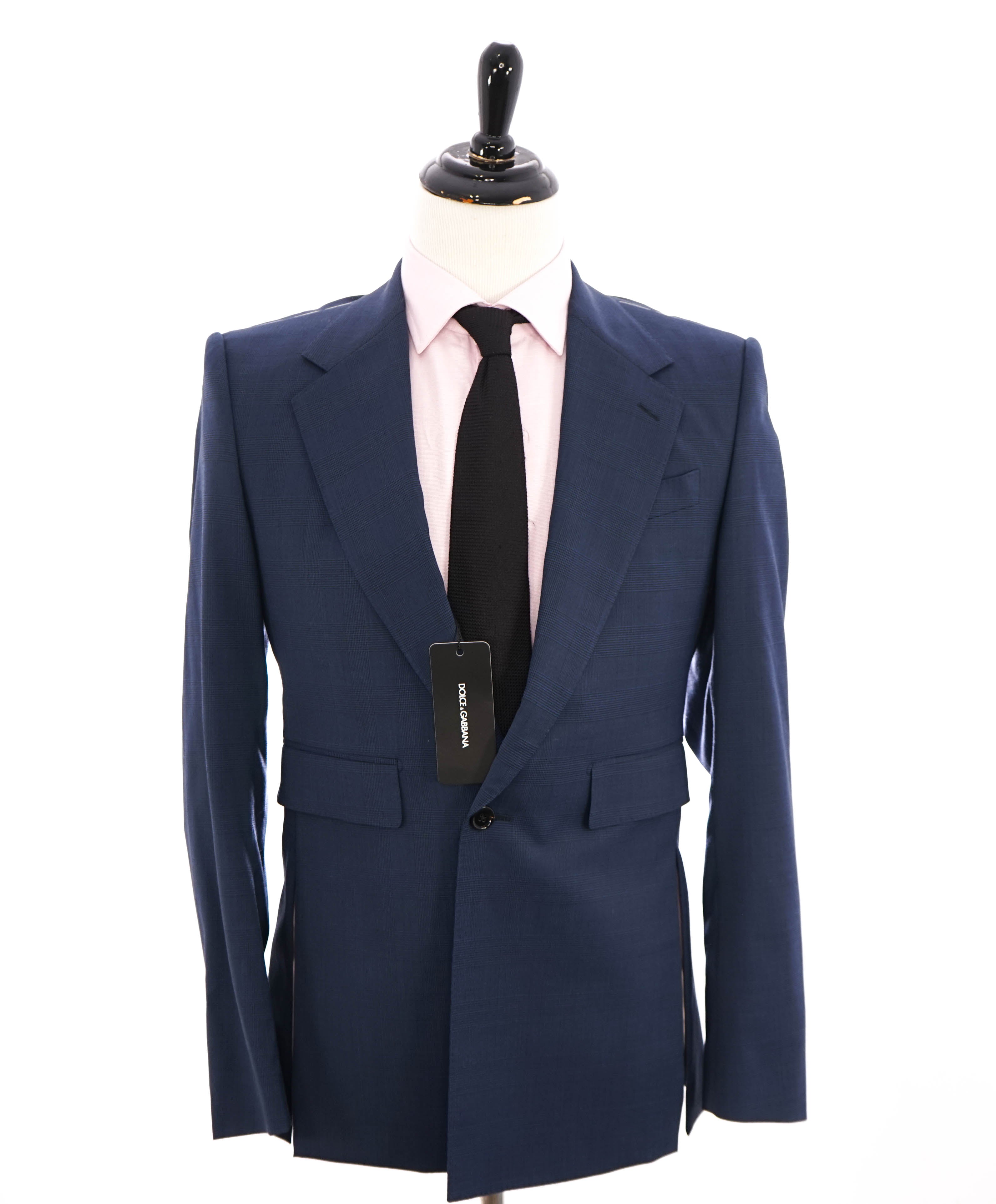 $2,345 DOLCE & GABBANA - “SICILIA” Blue Check Side-Slit Blazer- 38R