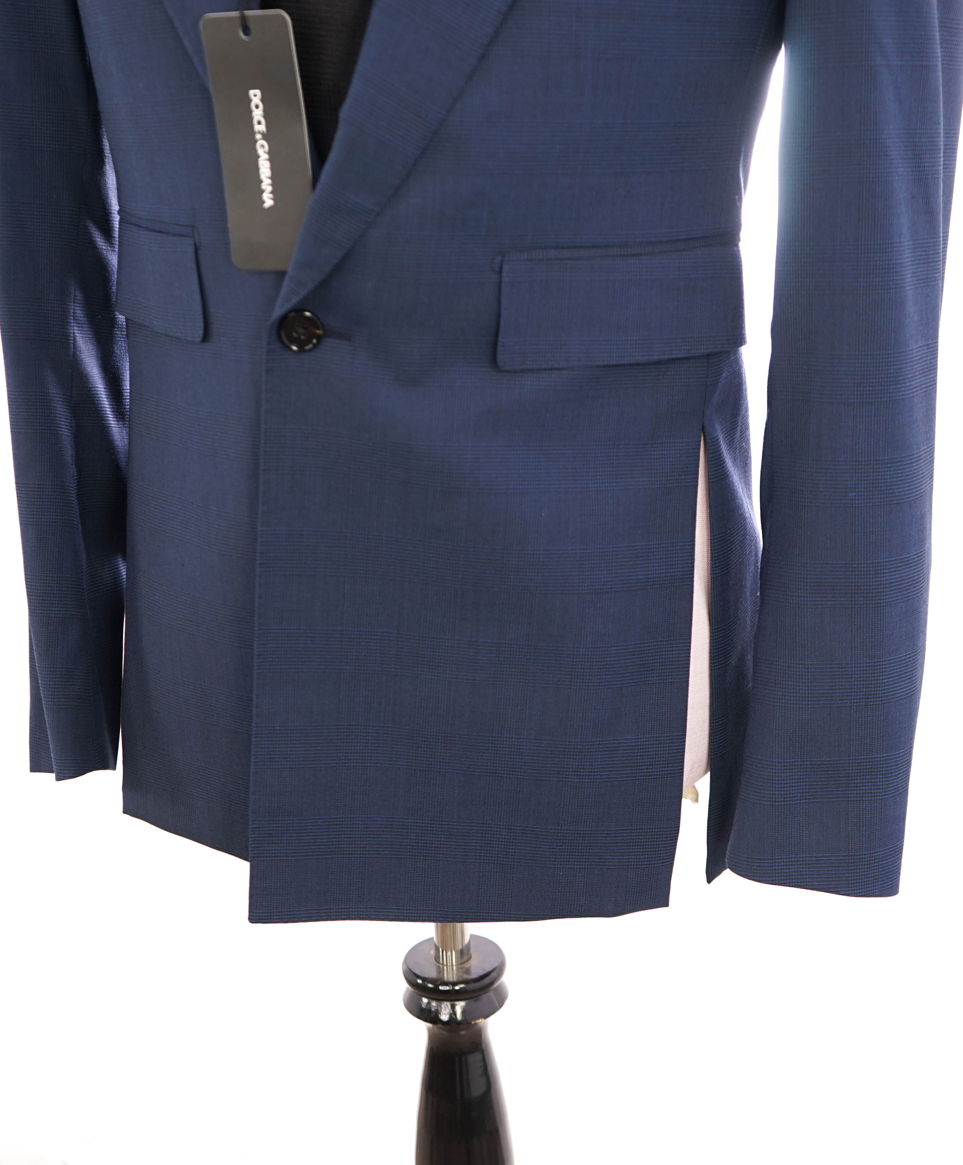 $2,345 DOLCE & GABBANA - “SICILIA” Blue Check Side-Slit Blazer- 38R