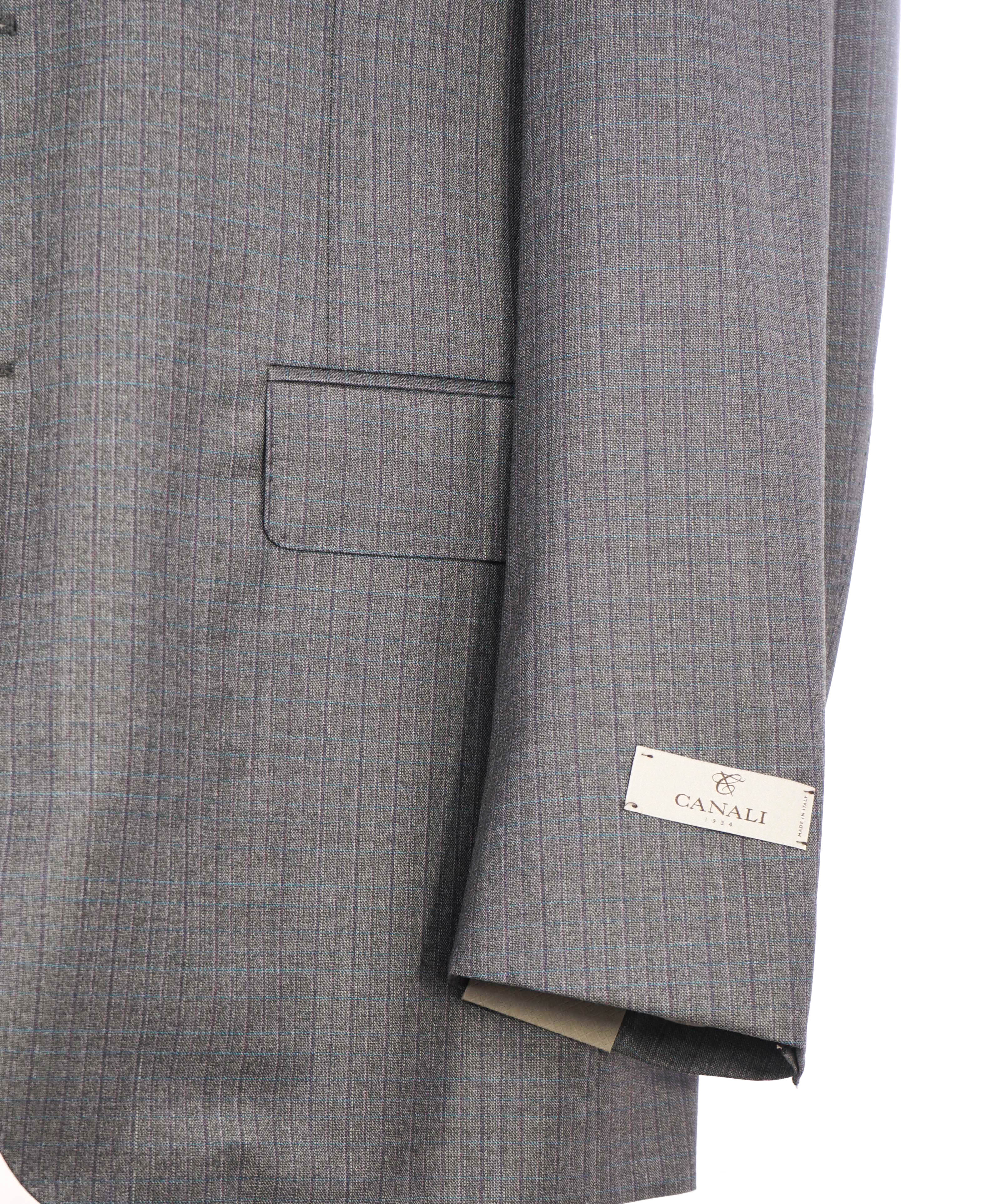 $2,495 CANALI - "EXCLUSIVE Super 150's" Gray Blue Check Blazer - 40R