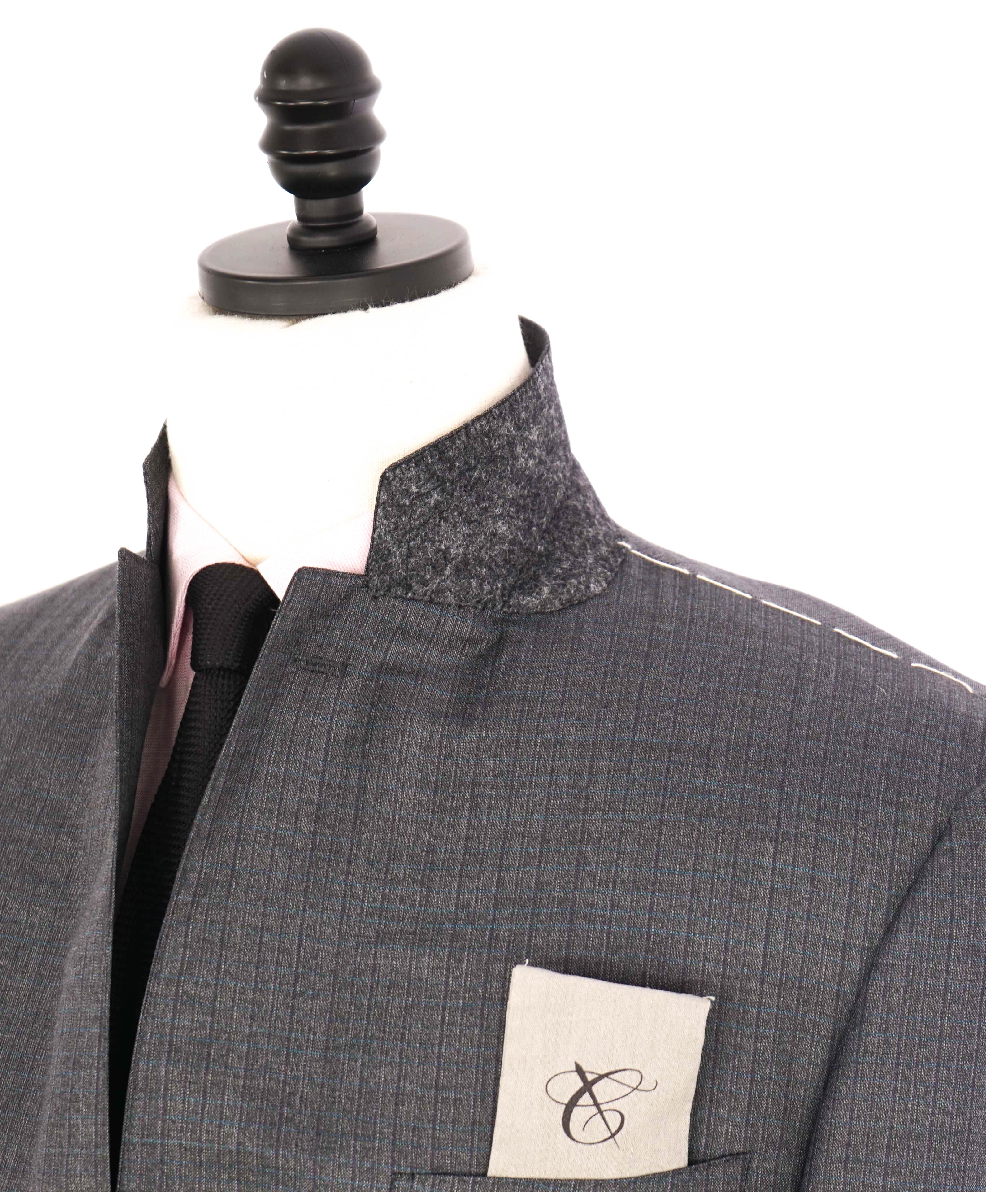 $2,495 CANALI - "EXCLUSIVE Super 150's" Gray Blue Check Blazer - 40R