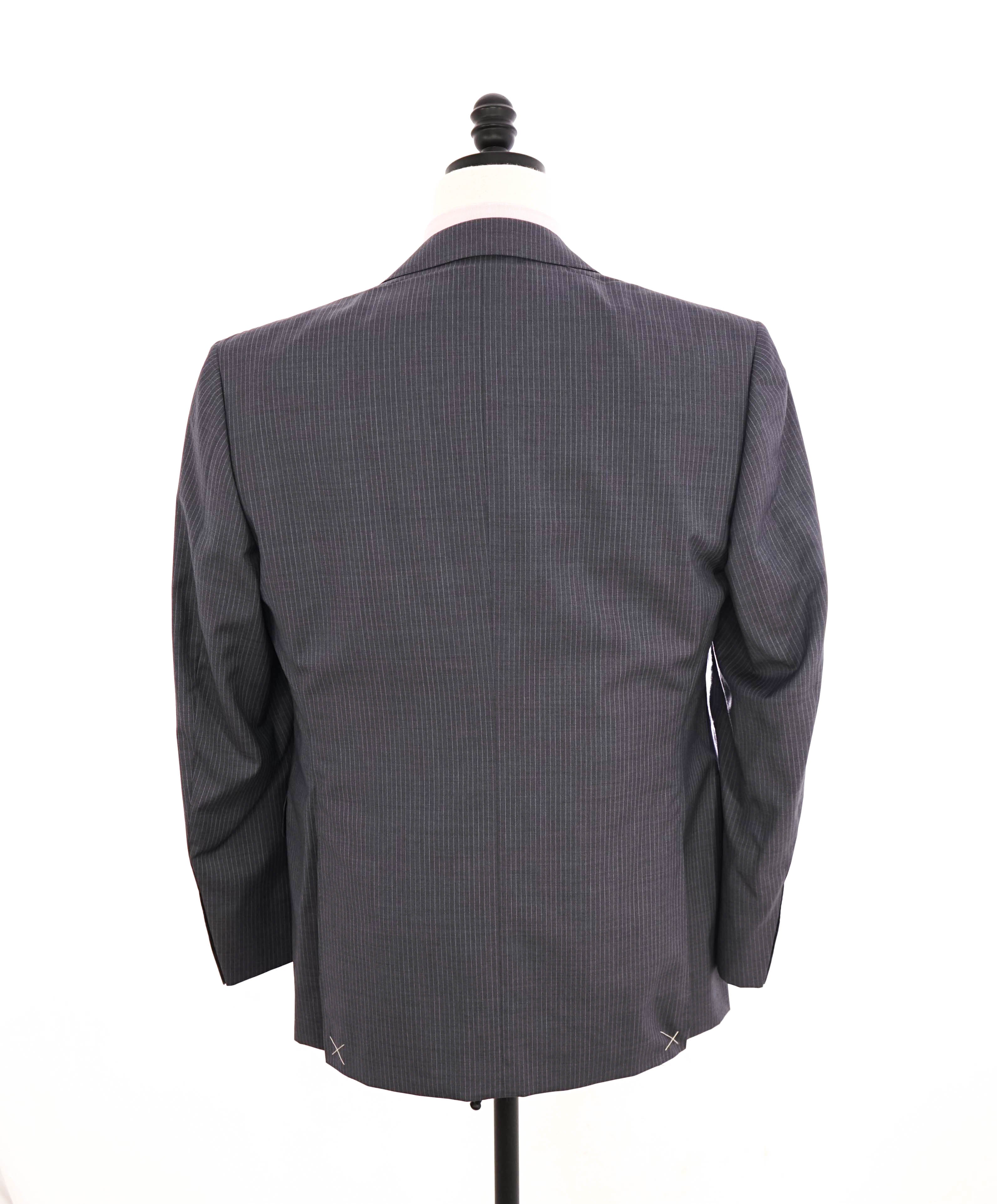 $2,095 CANALI - Micro Chalk Stripe Gray/Purple Notch Lapel Blazer - 40R US