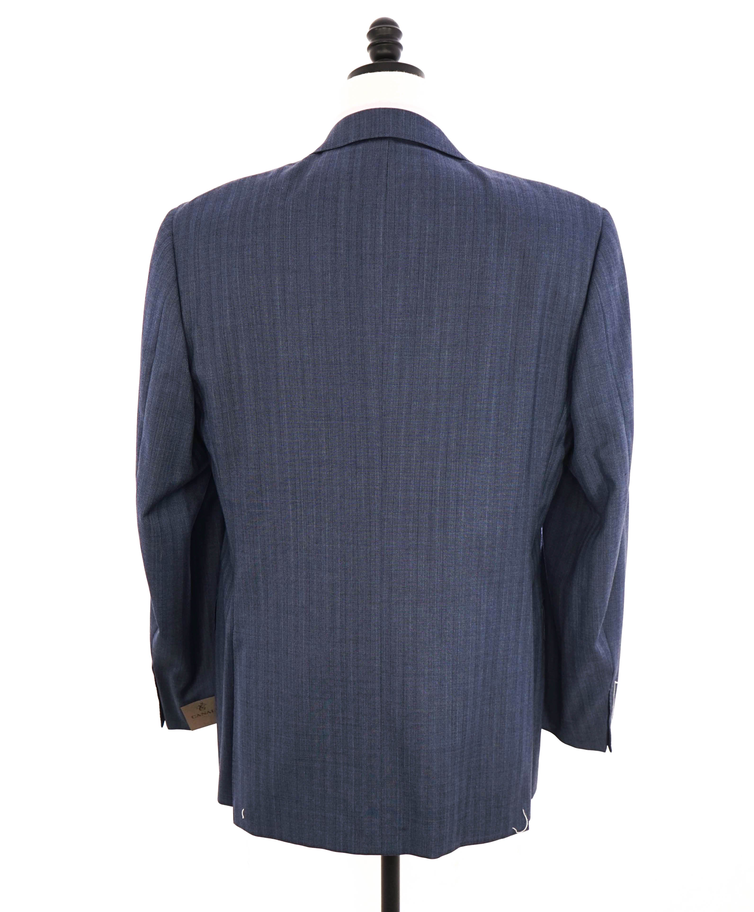 $1,895 CANALI - Textured Powder Blue Herringbone Pattern Blazer - 44L