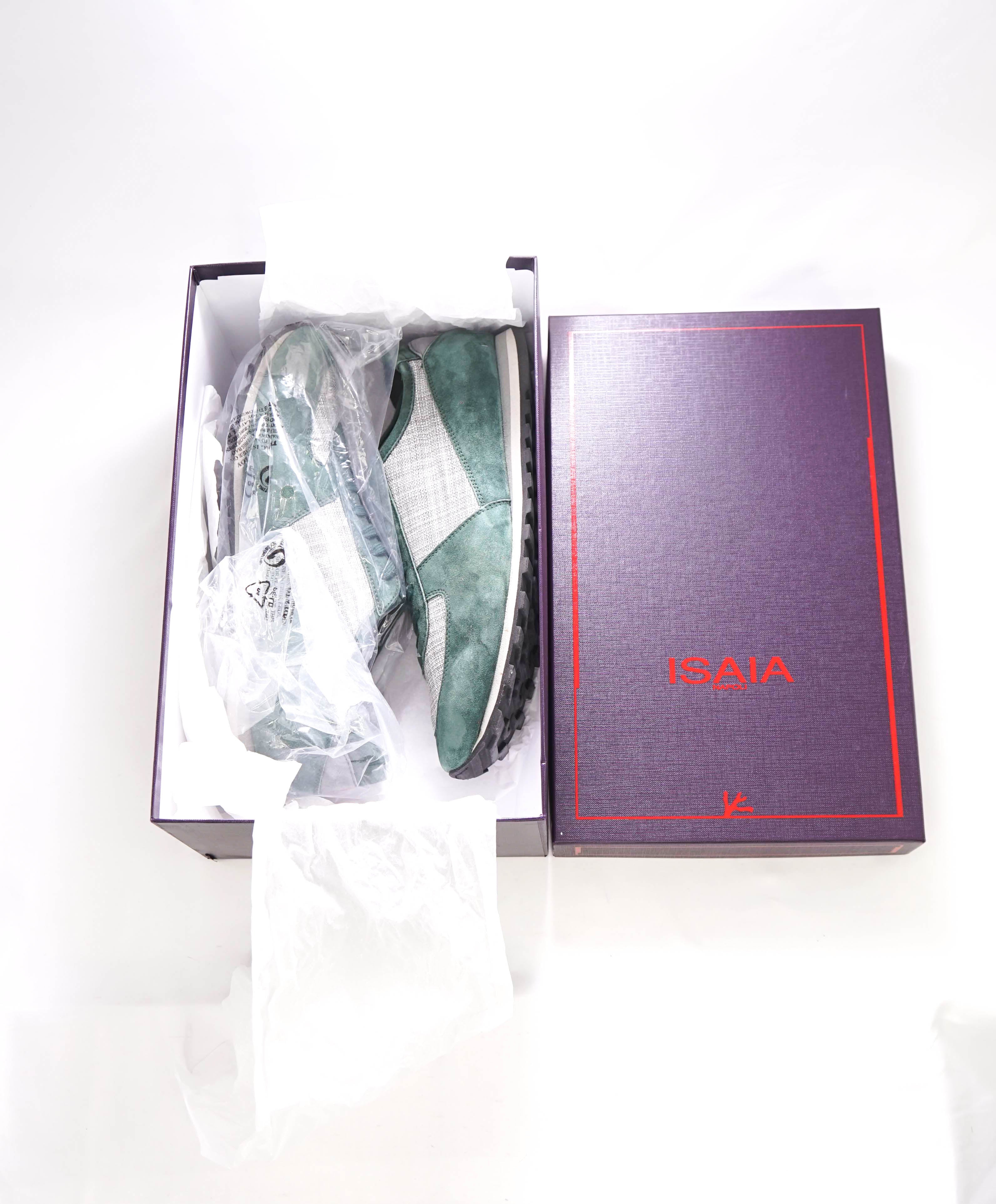 $795 ISAIA - Green / Gray CASHMERE Runner Sneakers - 11.5 (44.5 EU)