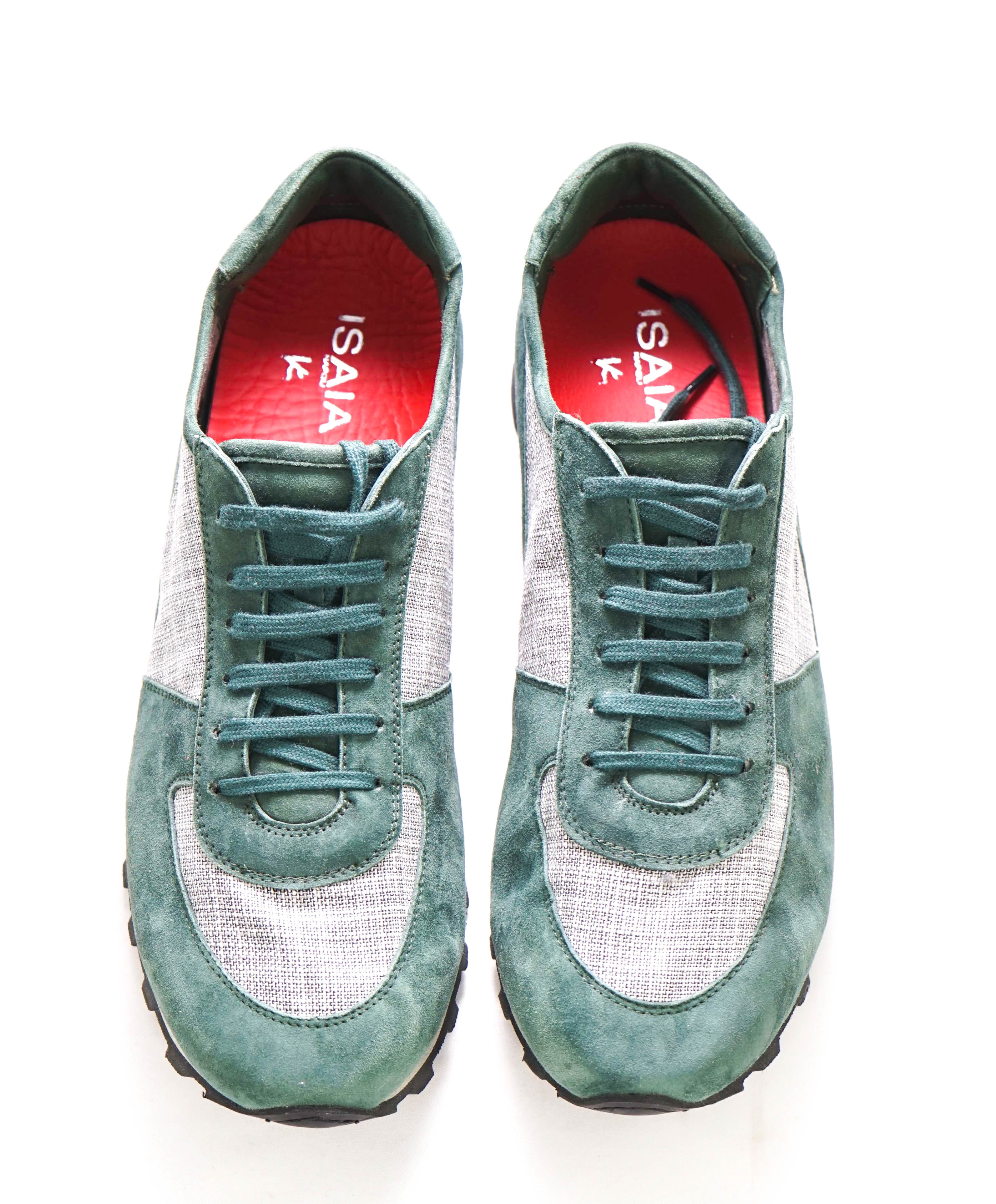 $795 ISAIA - Green / Gray CASHMERE Runner Sneakers - 11.5 (44.5 EU)