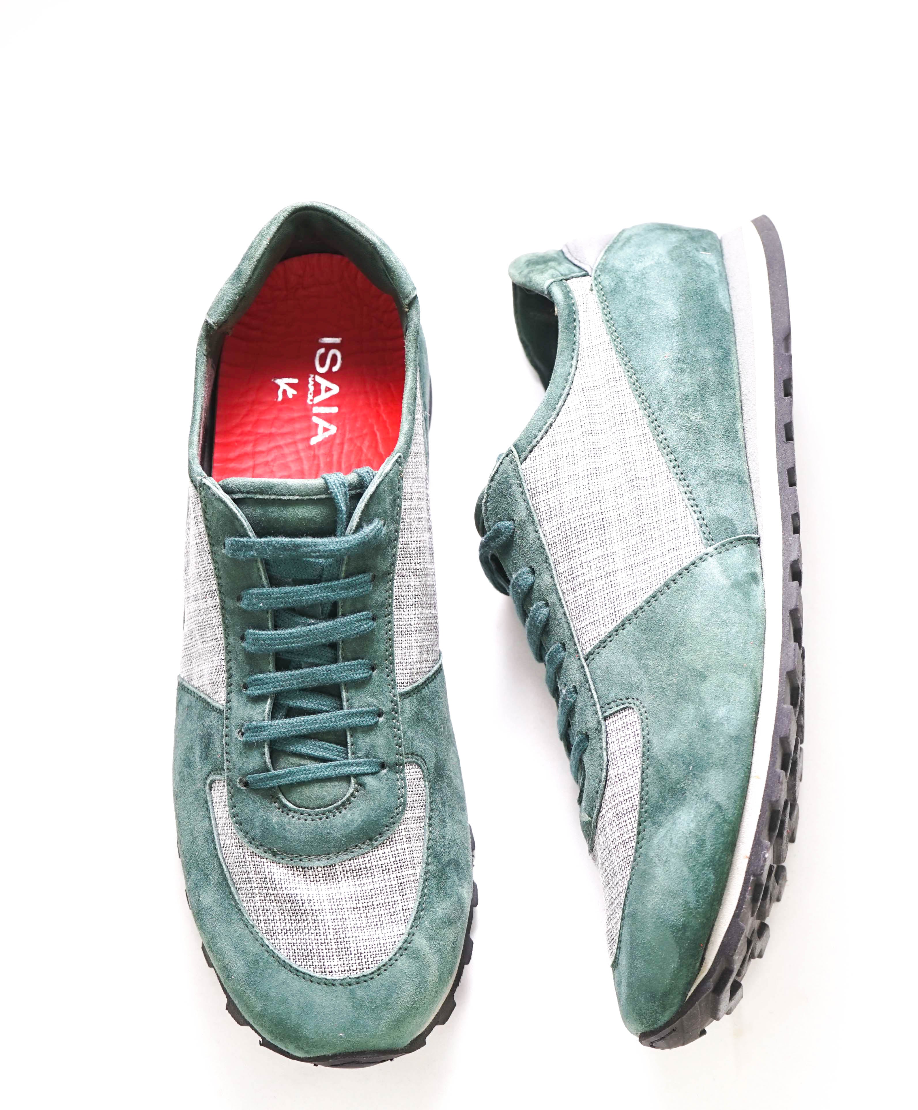 $795 ISAIA - Green / Gray CASHMERE Runner Sneakers - 11.5 (44.5 EU)