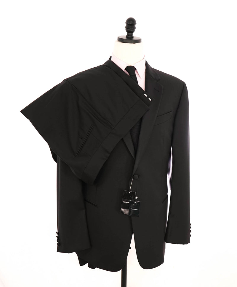 EMPORIO ARMANI - Super 130's "G Line" 1-Button Notch Lapel Black Tuxedo - 48L