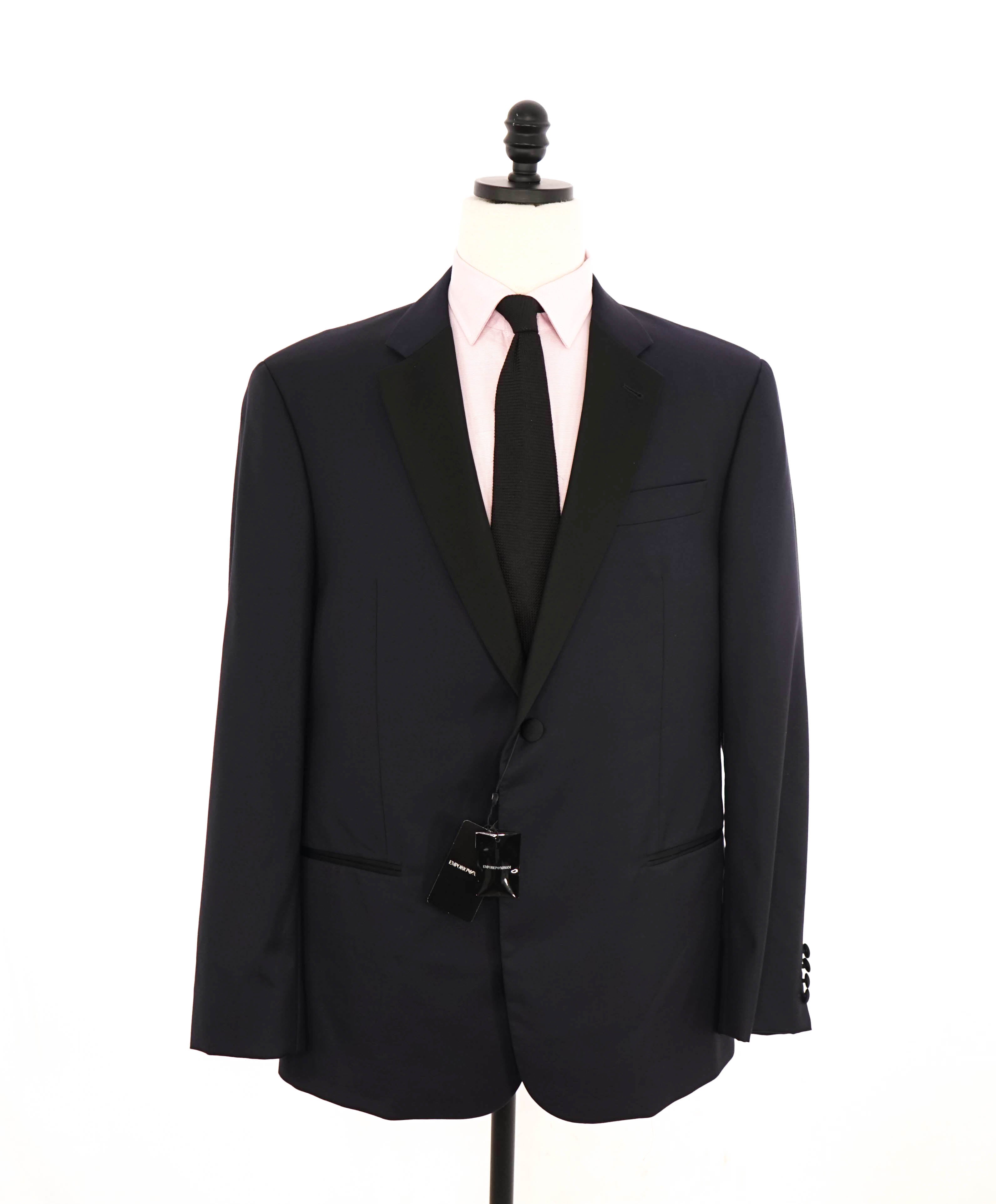 $1,995 EMPORIO ARMANI - “G LINE” NAVY 1-Btn Notch Lapel 130's Tuxedo Suit - 48R