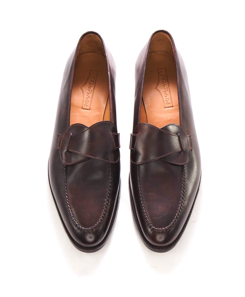 $550 J FITZPATRICK - "HAWTHORNE" Brown Loafers W Metal French Tip - 11.5 US (10.5UK)