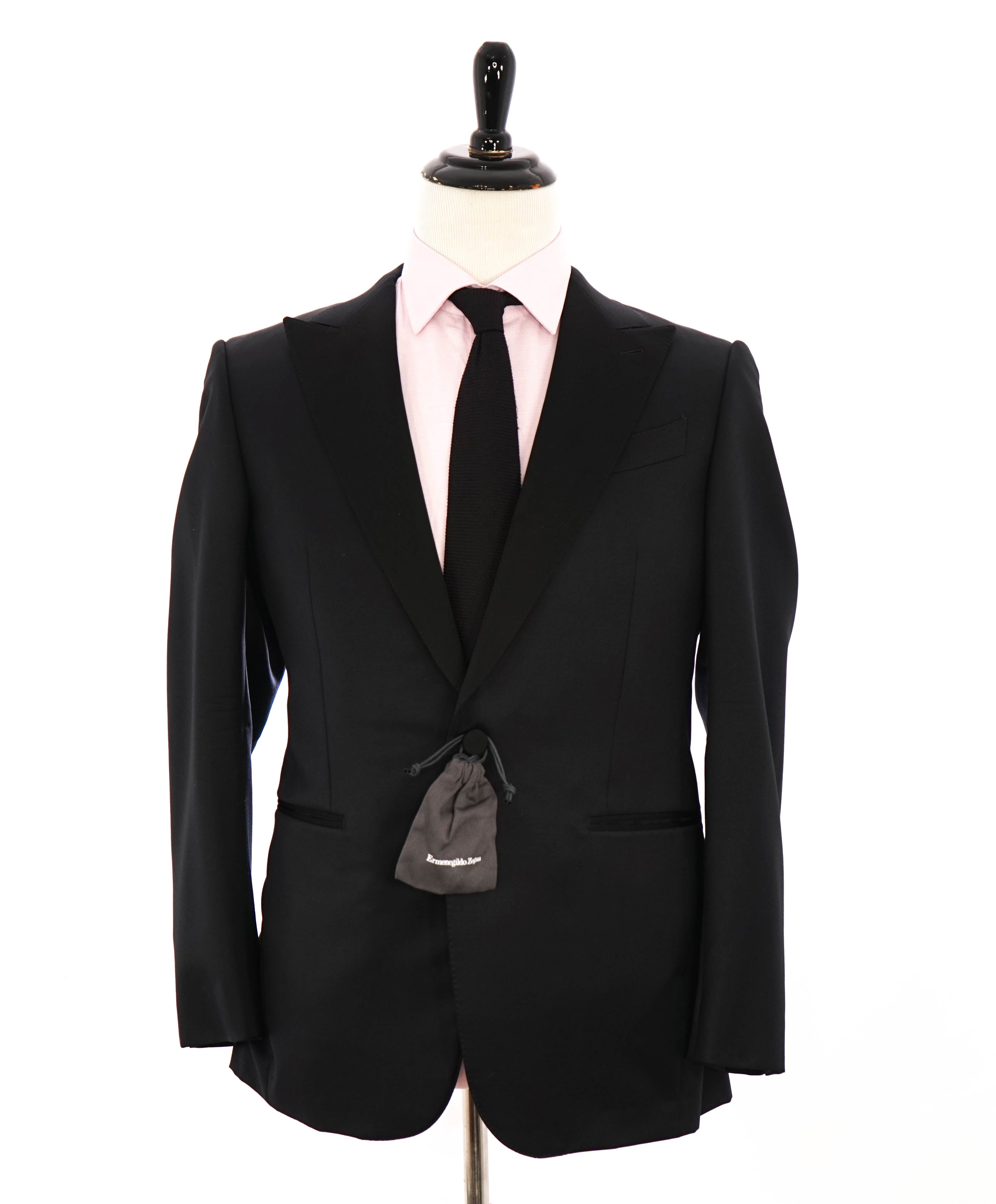 ERMENEGILDO ZEGNA -"MICRONSPHERE MILA" PEAK LAPEL Black Tuxedo - 40R