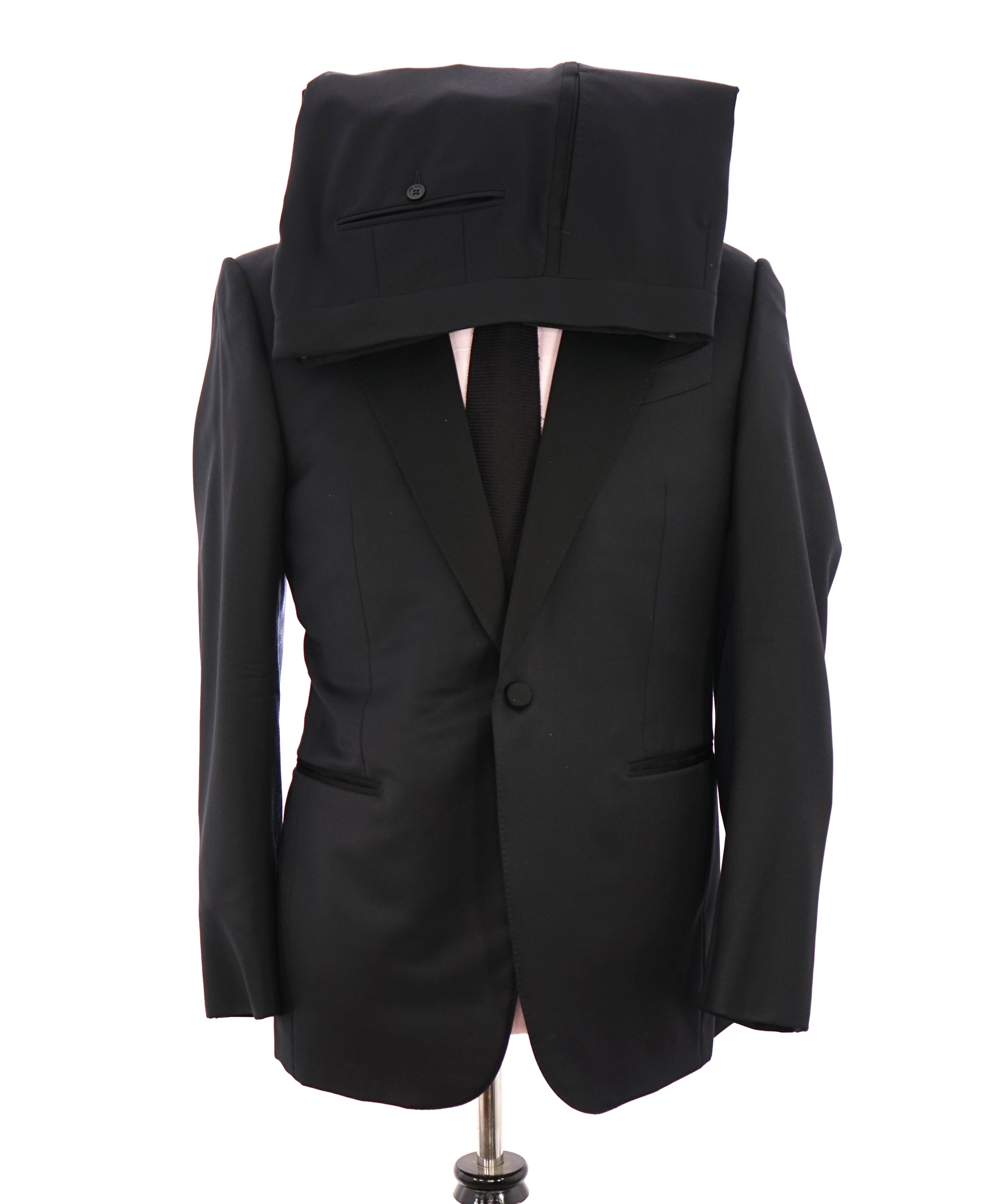 ERMENEGILDO ZEGNA -"MICRONSPHERE MILA" PEAK LAPEL Black Tuxedo - 40R