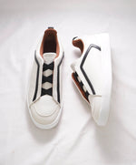 $1,150 ERMENEGILDO ZEGNA - COUTURE "Triple Stitch" White / Black RARE Sneakers - 9 US (8 EU)