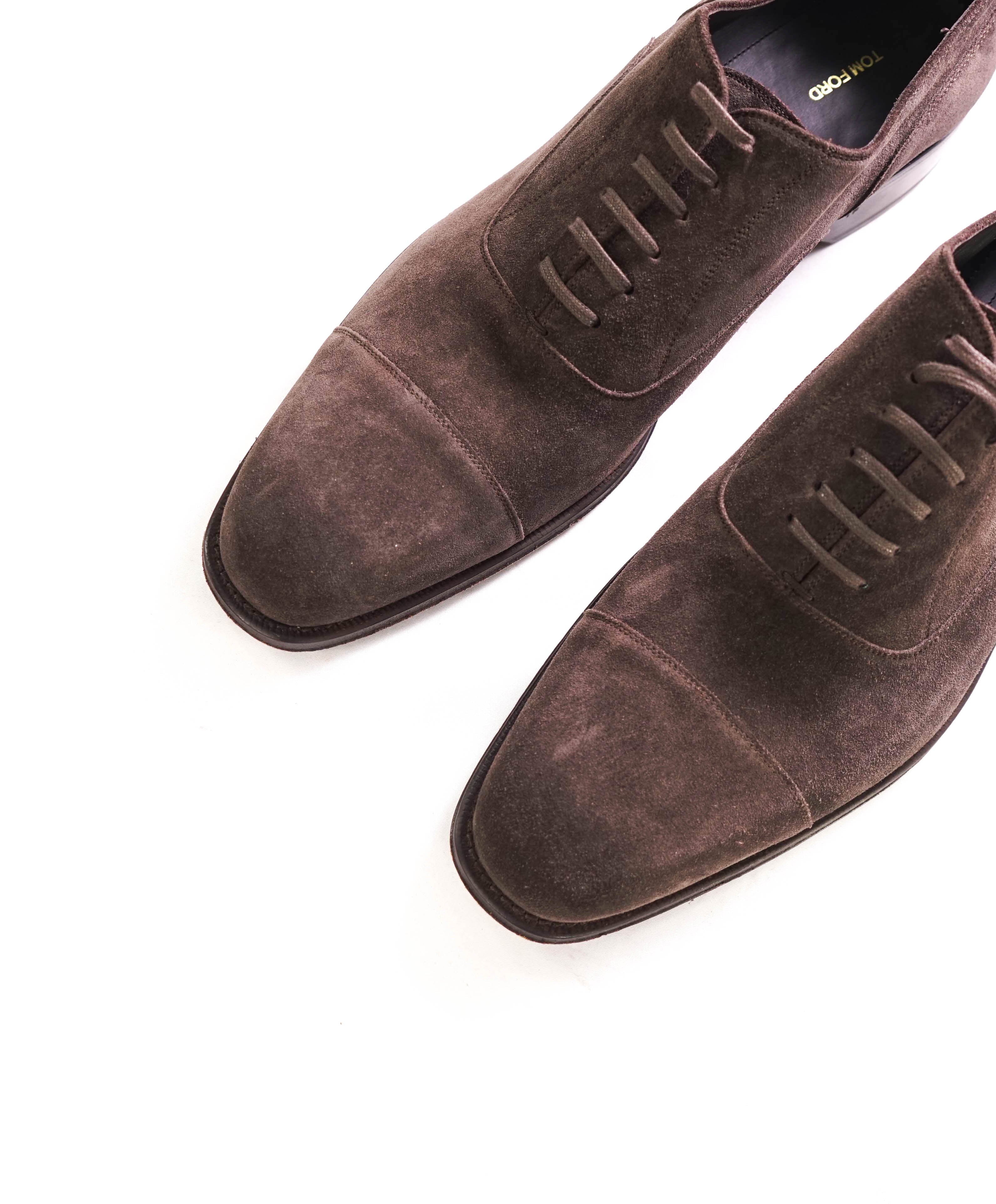 $1,890 TOM FORD - "CLAYDON / CLAYTON" Brown Suede Oxfords - 12.5 US (12 TF)