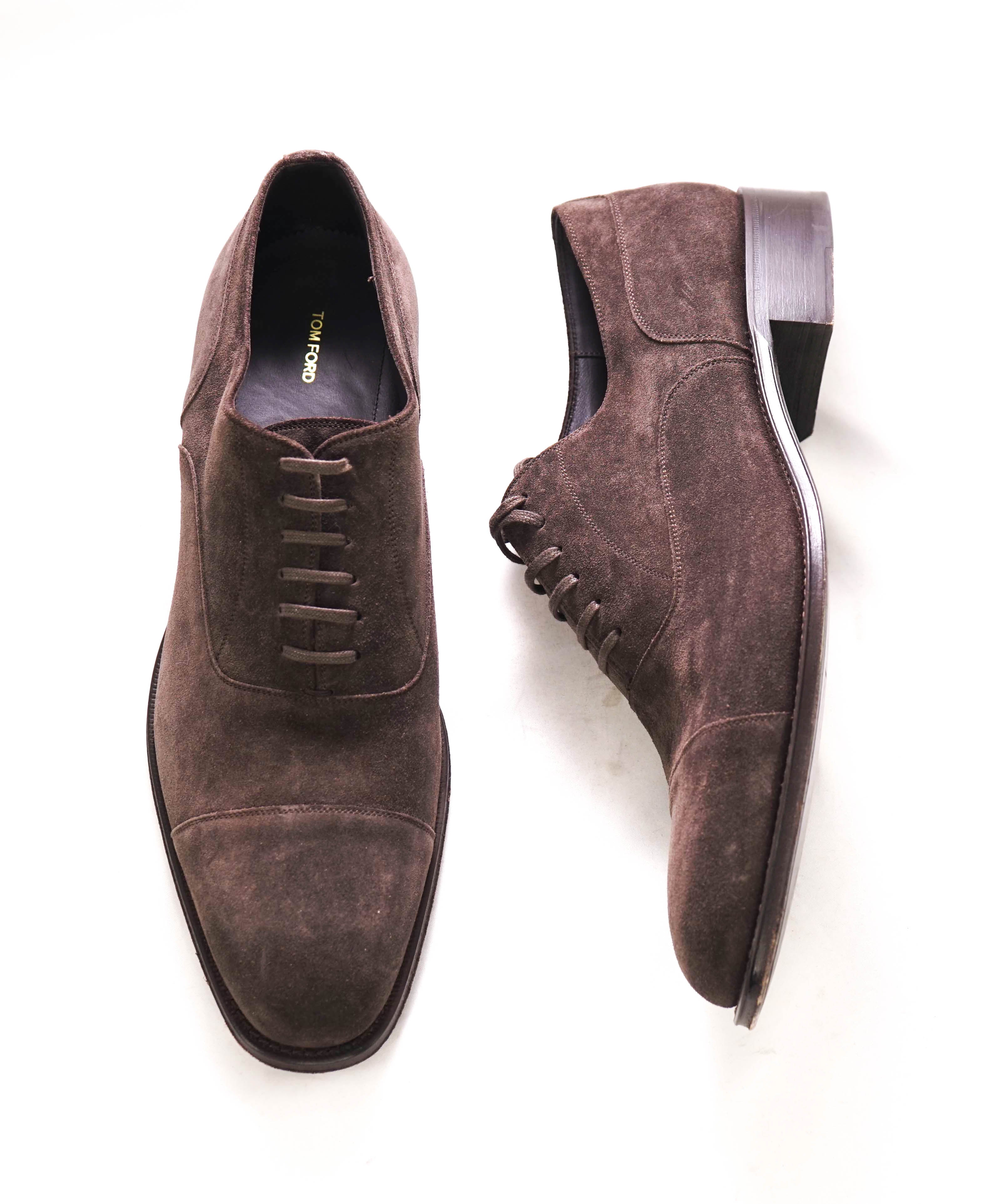 $1,890 TOM FORD - "CLAYDON / CLAYTON" Brown Suede Oxfords - 12.5 US (12 TF)