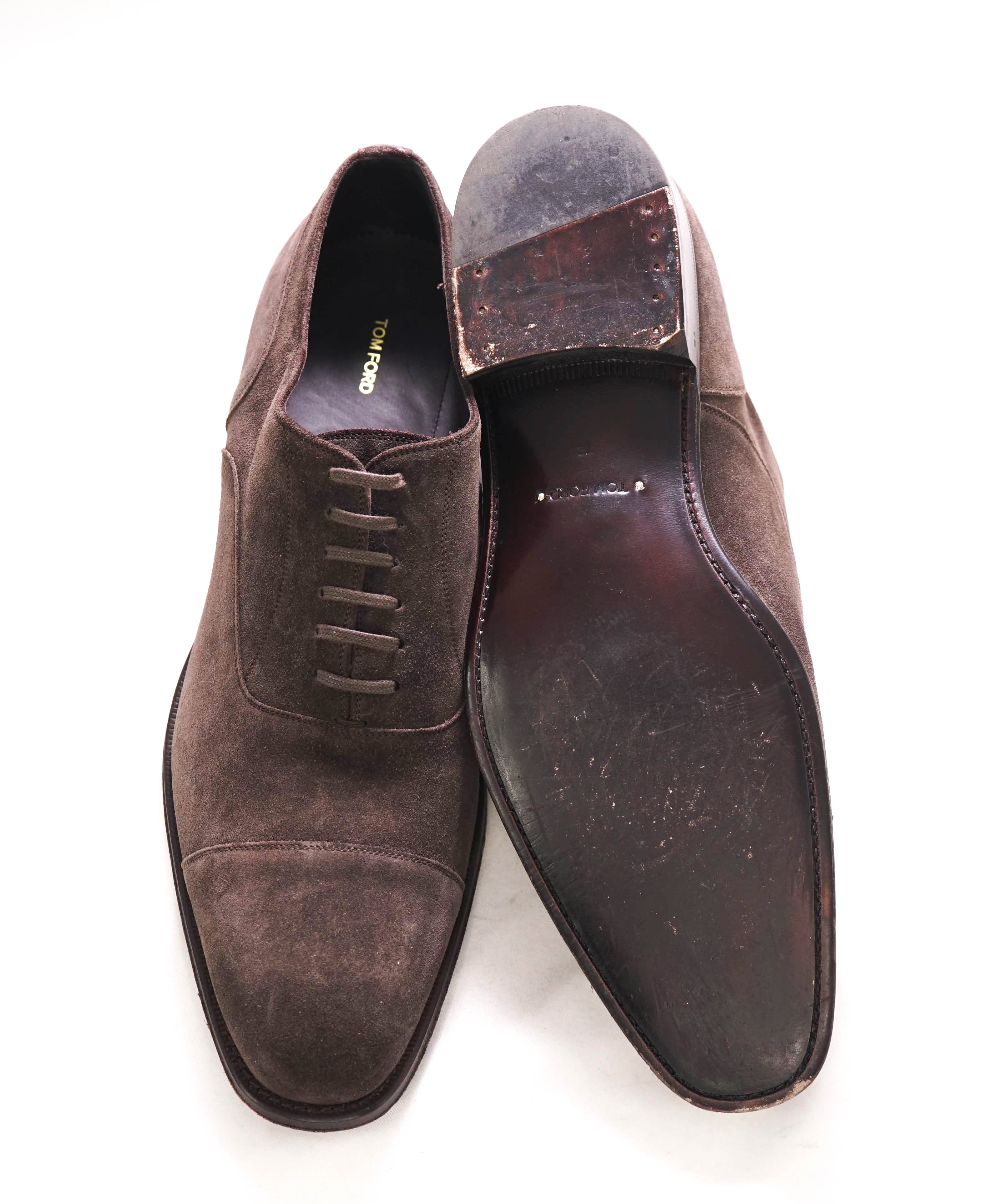 $1,890 TOM FORD - "CLAYDON / CLAYTON" Brown Suede Oxfords - 12.5 US (12 TF)