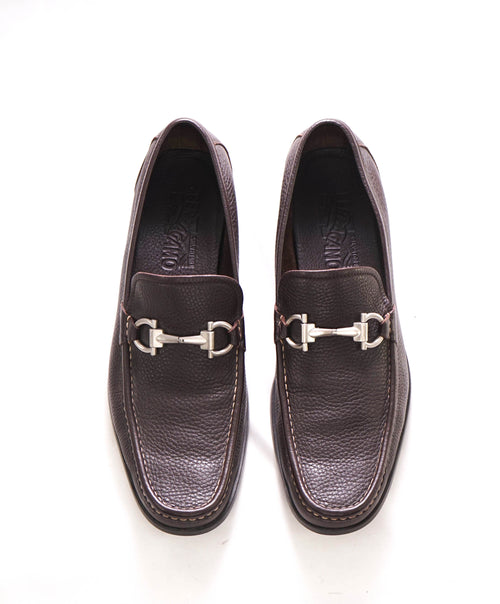 SALVATORE FERRAGAMO - “Magnifico” Brown Slip-On Loafer Logo Bit - 12 D US